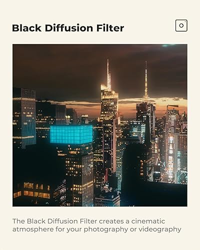 Miniatura 4 de K&F CONCEPT Filtro de difusión negro de 67mm con efecto cinematográfico de niebla de 1/4, filtro con 28 capas de revestimiento multicapa, resistente