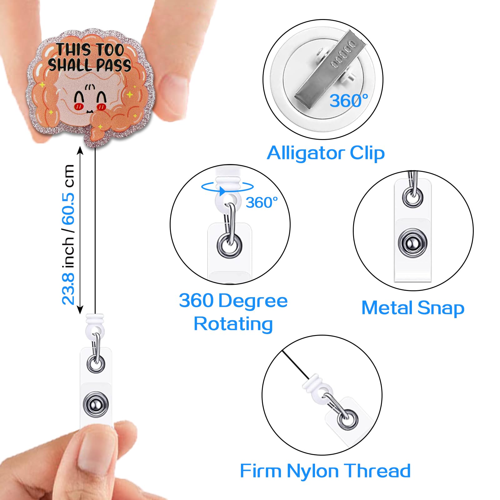 "This Too Shall Pass" Funny GI Nurse Badge Reel - Gastroenterology Colon Design, Retractable 24" Cord - View #2