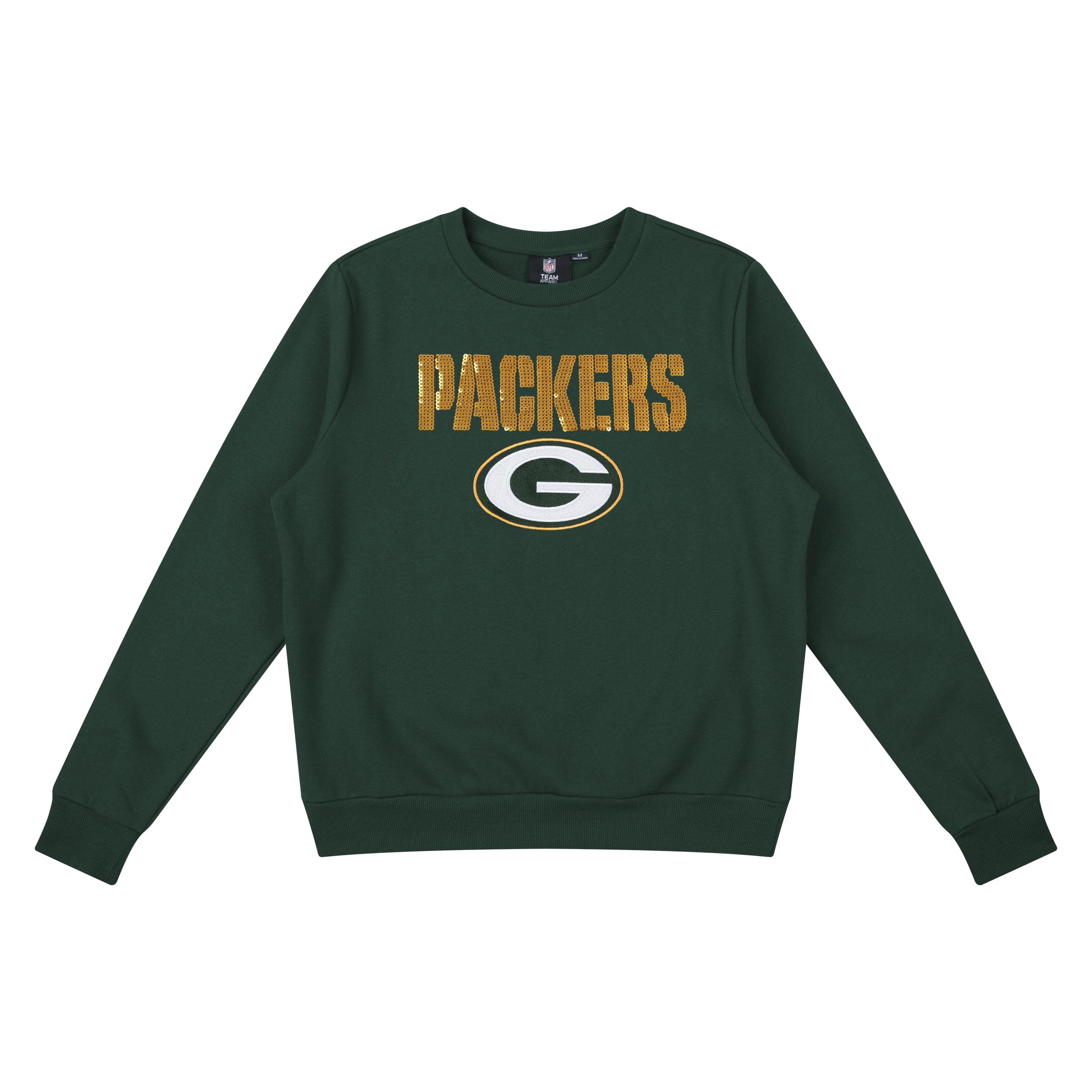 FOCO NFL Green Bay Packers Women's Sequin Bling Sweatshirt Size Large - Main Image