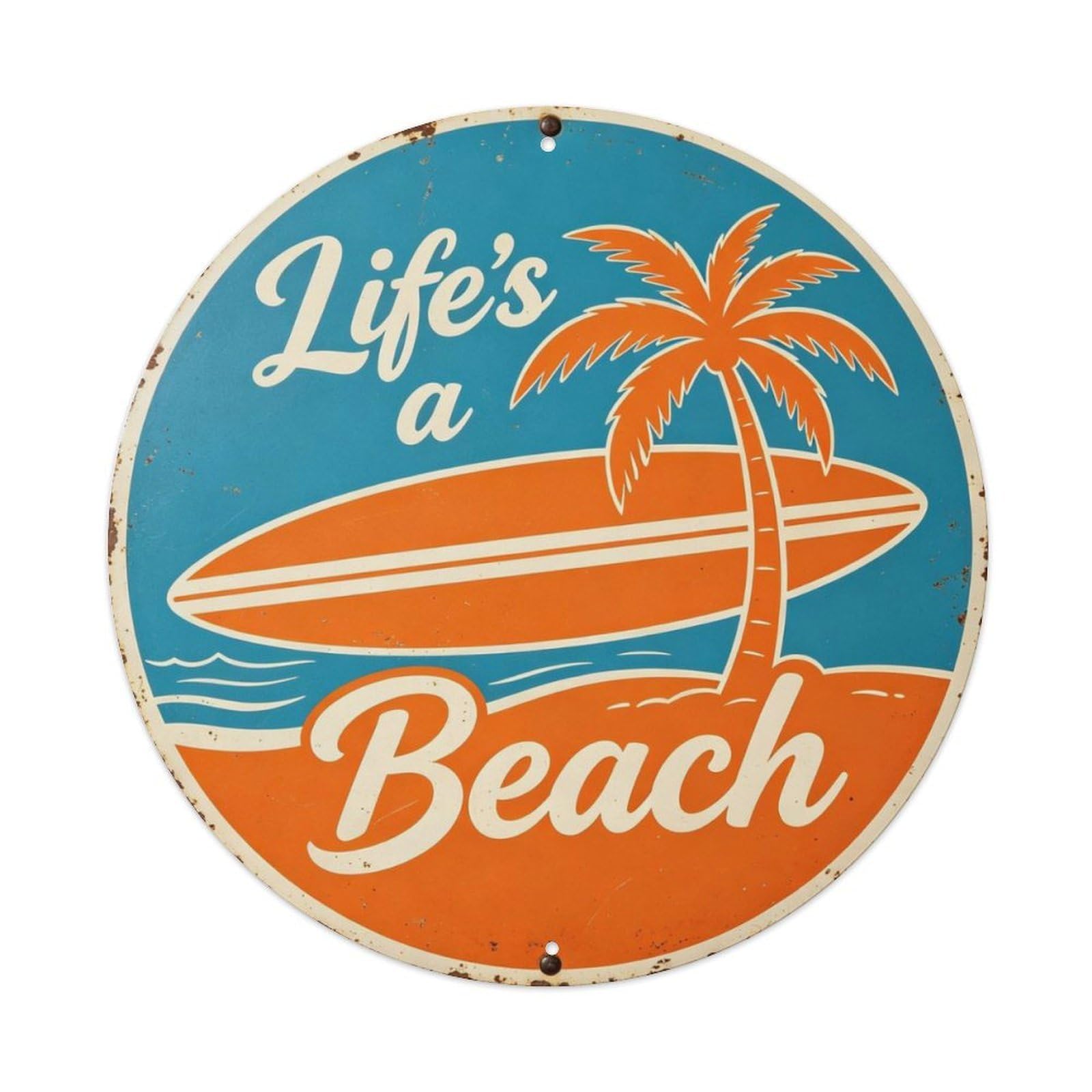 Retro Beach Surf Life's A Beach Metal Tin Sign Plaque