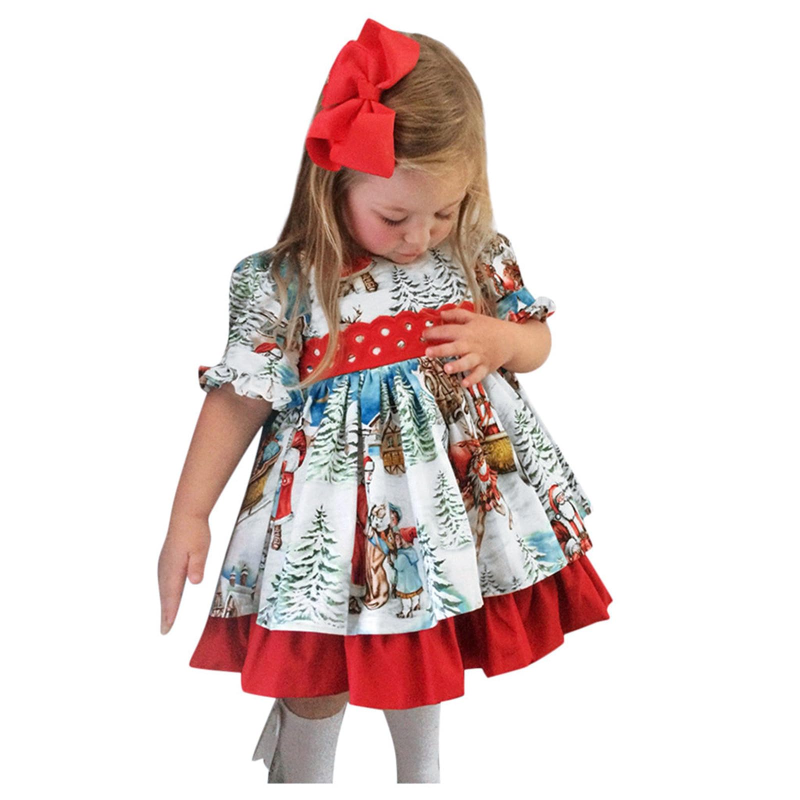 Cokbyavla Baby Velvet Tutu Dress, London Fog Christmas Dress for 2T Girl First Christmas Baby Boy Ornament Snowman Hoodie Romper Scarf Set Red Xm Toddler 18-24 Months