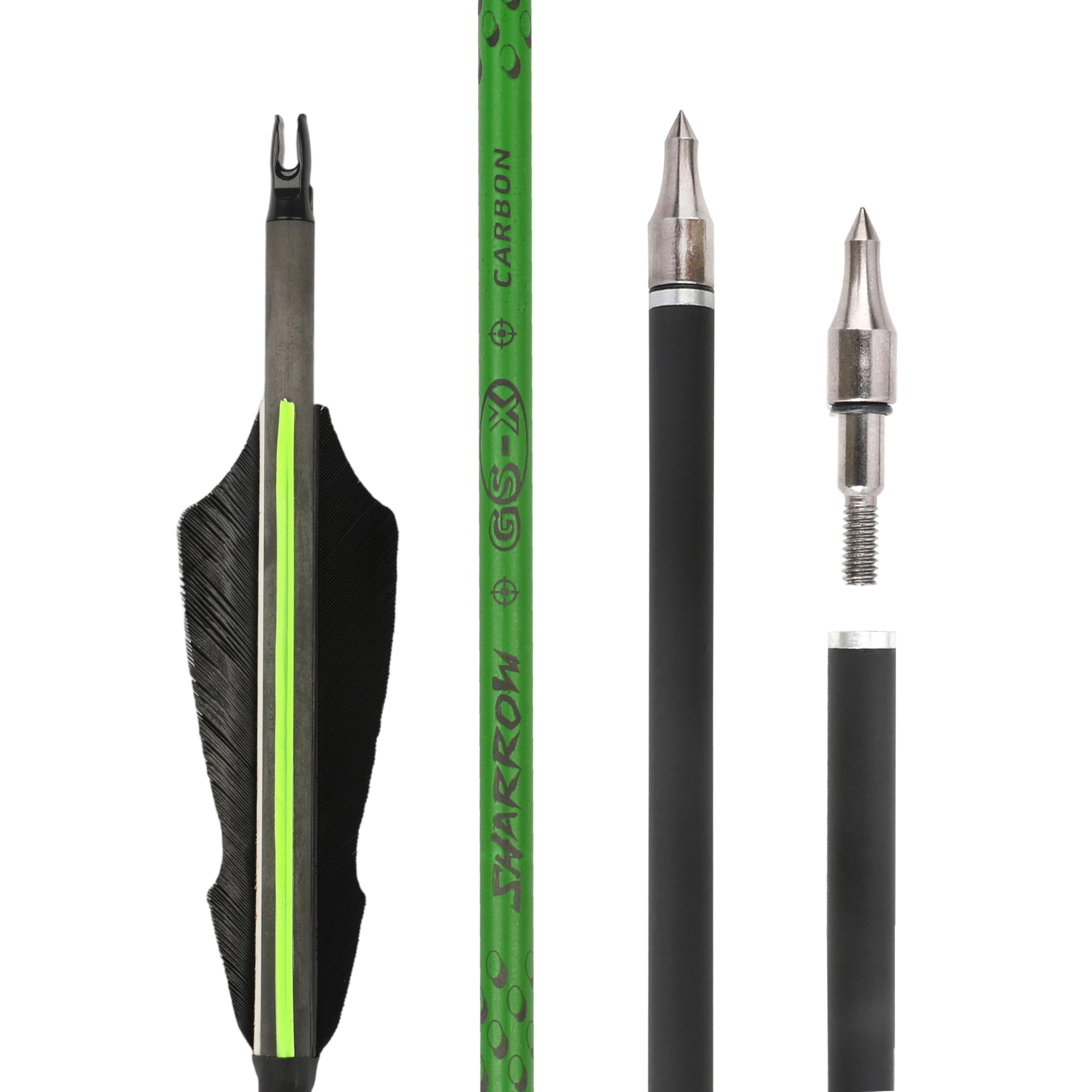 30" Freccia in Carbonio con Piume di Tacchino da 4", Spina 300/400/500/600/700/800 per Compound, Recurve e Arco Lungo, Ideale per Obiettivi e Caccia