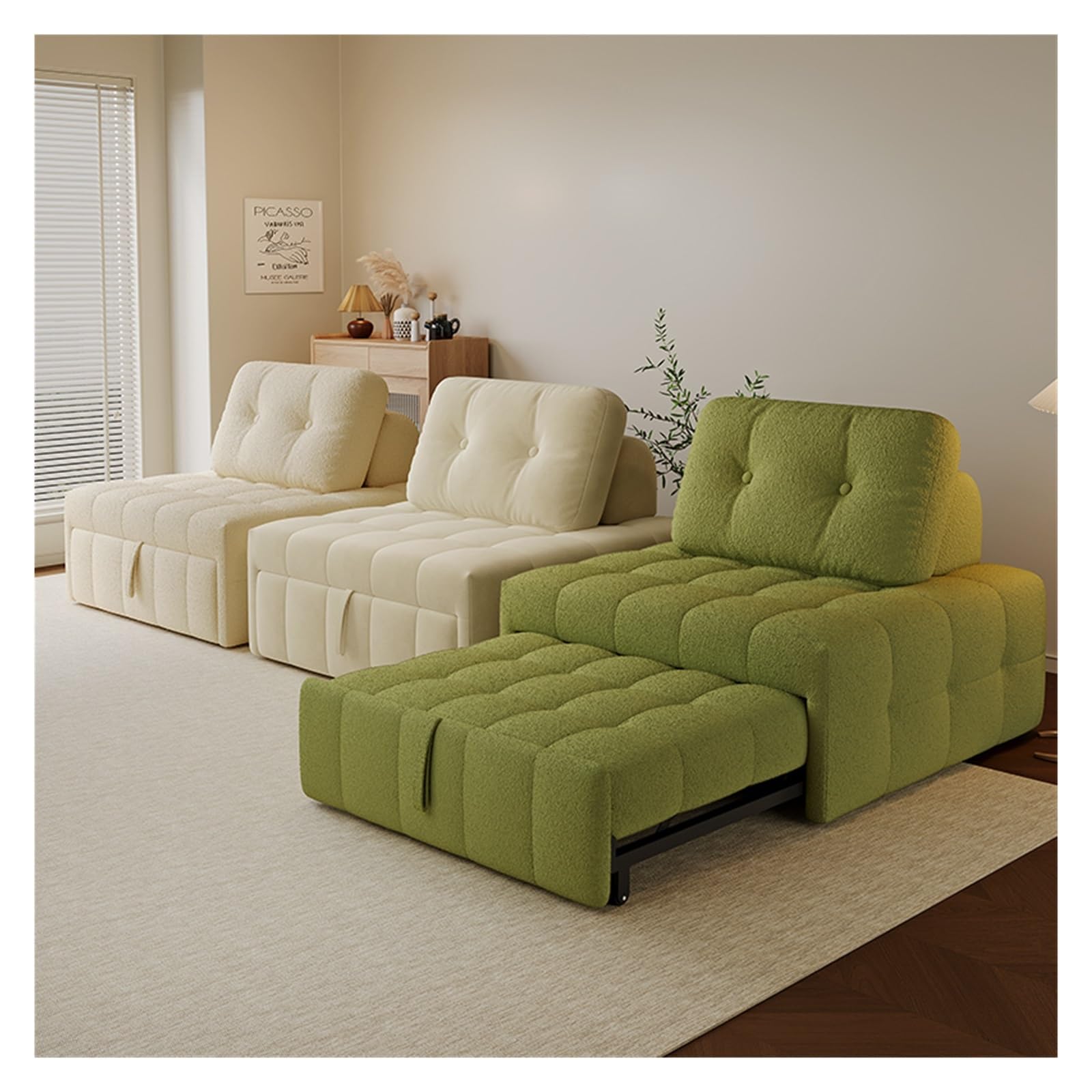 Divano letto pieghevole Divano letto pieghevole convertibile - Poltrona con cuscino, poltrona for soggiorno/dormitorio/uso ospite/ufficio domestico/appartamento, misura unica(Green,80cm)