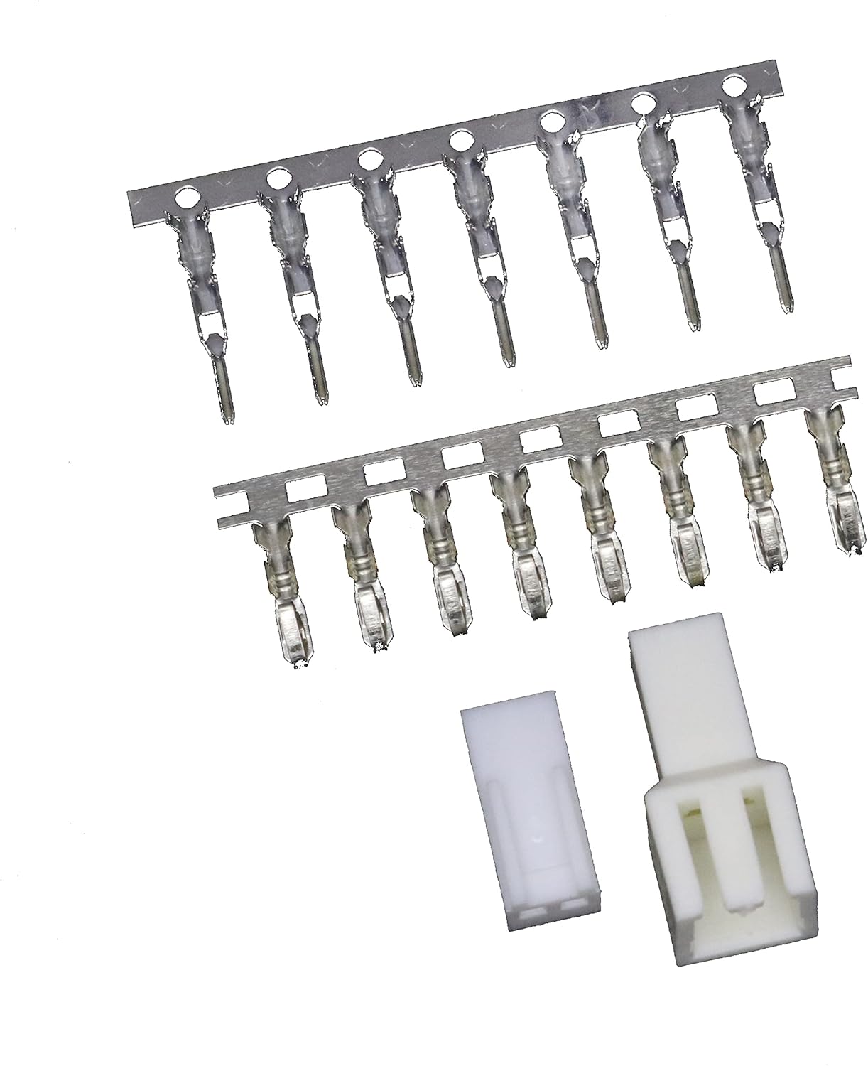 2510/5240 2.54mm White 2pin WiretoWire Crimp Connector Plug + Wire Socket + Crimps, Pack of