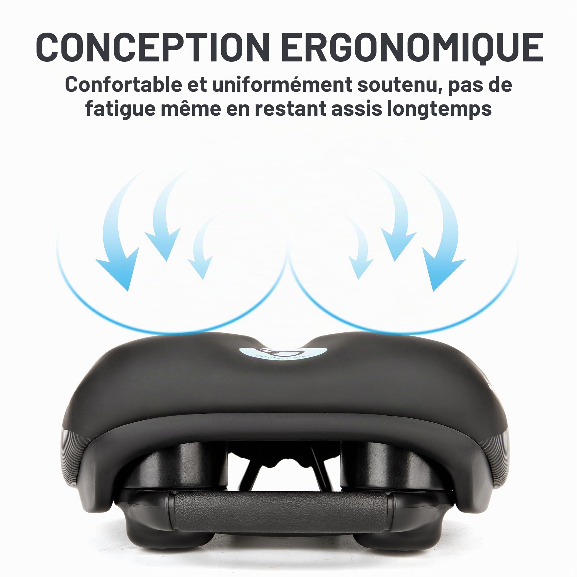 DDK Comfort Plus Selle de vélo - Selle Confortable en Mousse à mémoire de Forme - Soulage la Pression et absorbe Les Chocs - Selle Confortable et rembourrée pour Homme et Femme