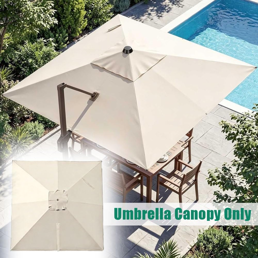 Carré Toile De Rechange Pour Parasol Déporté 2.5x2.5m 3x3.0m Auvent De Parapluie Déporté Carré 8 Baleines Housse De Rechange Pour Parapluie De Terrasse(Gray,4x3.0m/13x9.8ft)