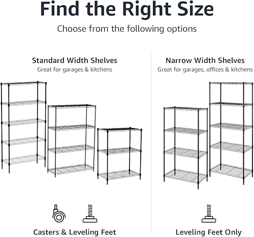 Miniatura 6 de Tienda Basics Estantería de almacenamiento ajustable de 5 estantes resistente capacidad de carga de 350 libras por estante estante de alambre