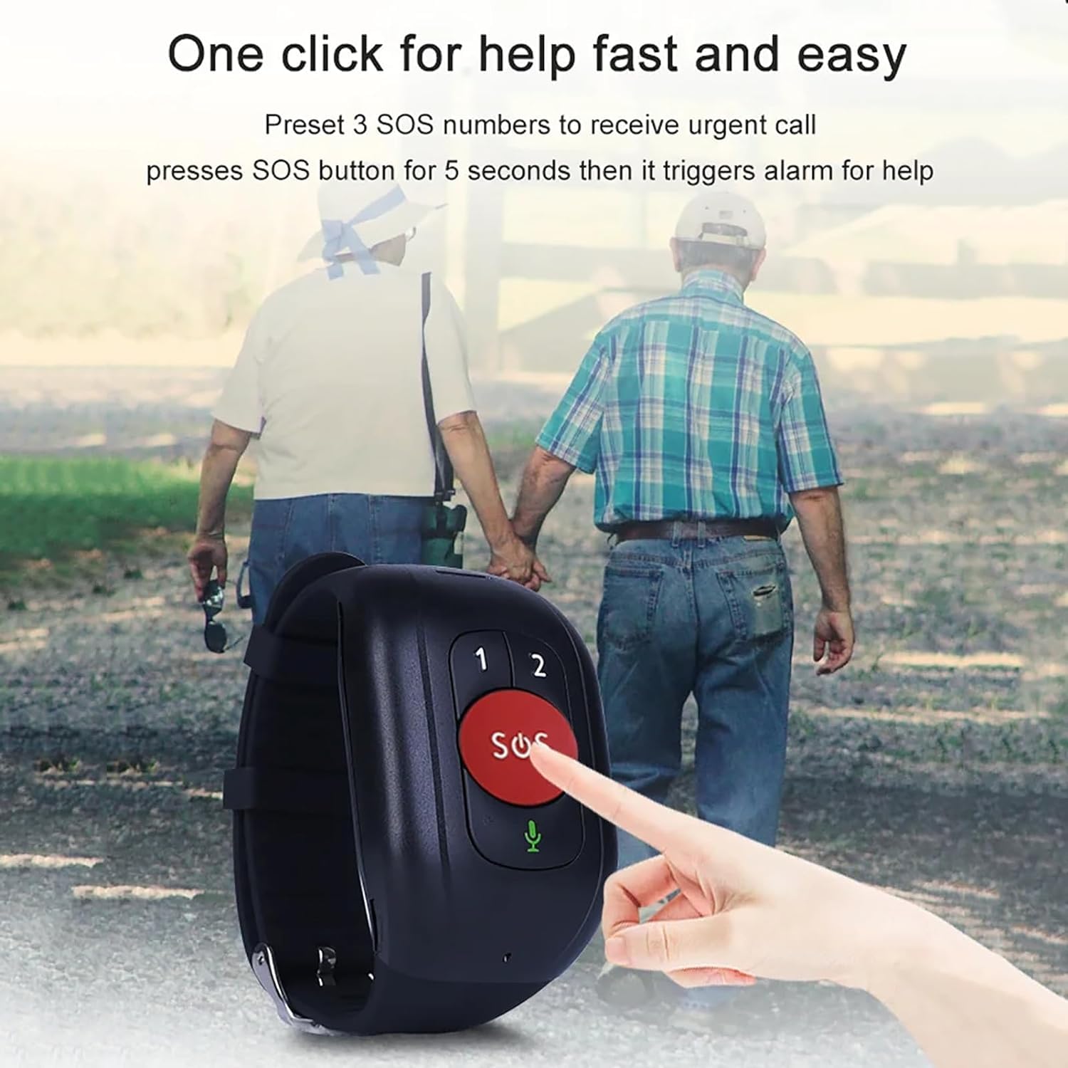 Reloj Inteligente GPS Para Personas Mayores, Localizador Para Personas Mayores, Monitoreo De Frecuencia Cardíaca Y Presión Arterial, Seguimiento Histórico, IP67 a Prueba De Agua, Alarma De Caída