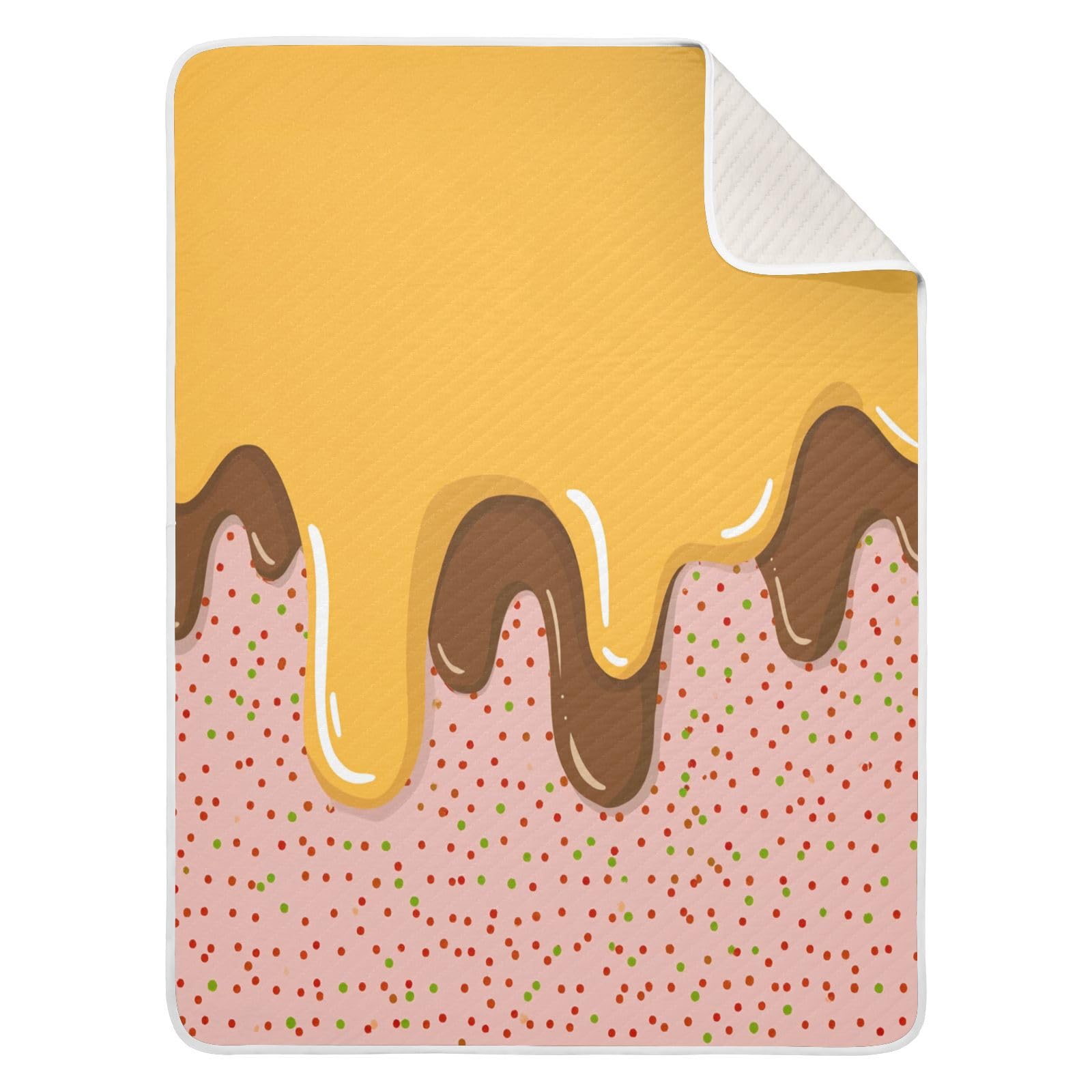 KICPOAY Yellow Pink Dots Ice Cream Baby Swaddle Blanket for Boys and Girls, Muslin Baby Receiving Swaddle Blanket, Soft Cotton Nursery Swaddling Blankets for Newborn Toddler Infant