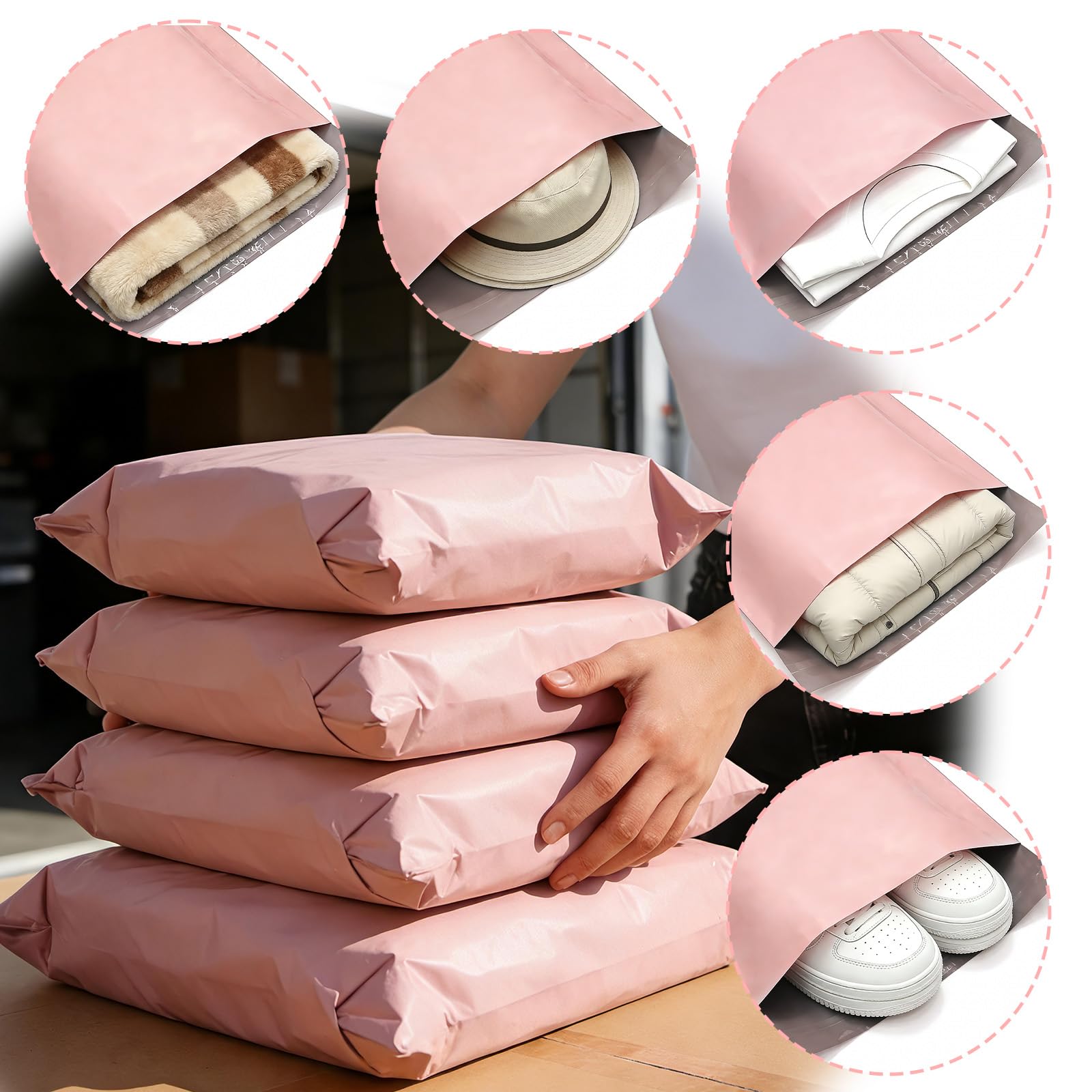 50 Unidades Bolsas de Envío Rosas Para Ropa 35 × 45 cm Autoadhesivas Opacas y Resistentes Al Agua Bolsas Envío Vinted y Sobres Envíos Vinted Para Textiles