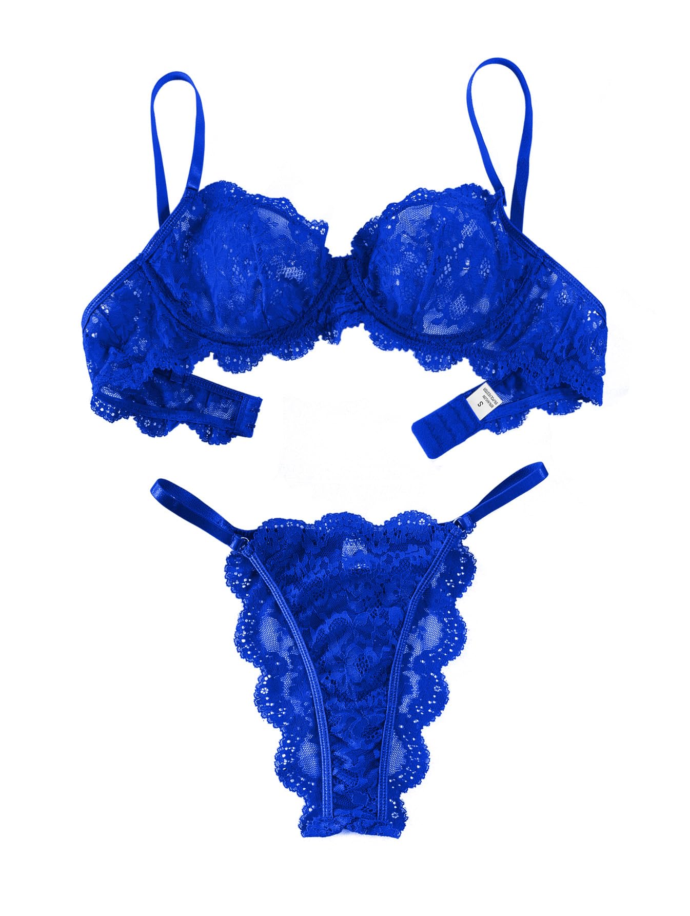 GXNRHG Sexy Bügel-Push-Up-Dessous-Set mit Muschelmuster und durchsichtiger Spitze für Damen, BH und Höschen, 2-teilig