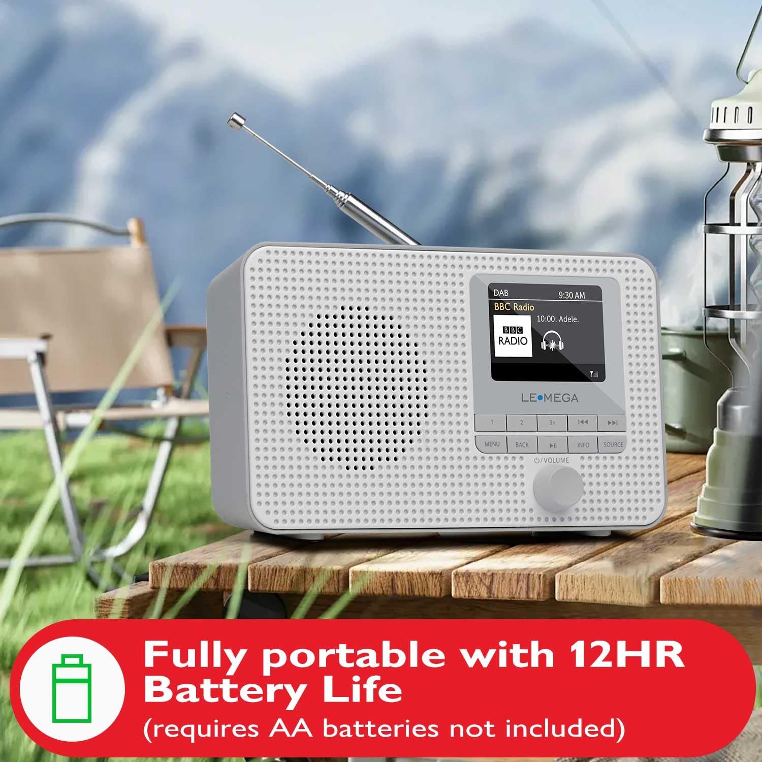 Radio Internet WiFi IR1 - DAB+/FM/Bluetooth - Finition Noyer - Portable Avec Batterie