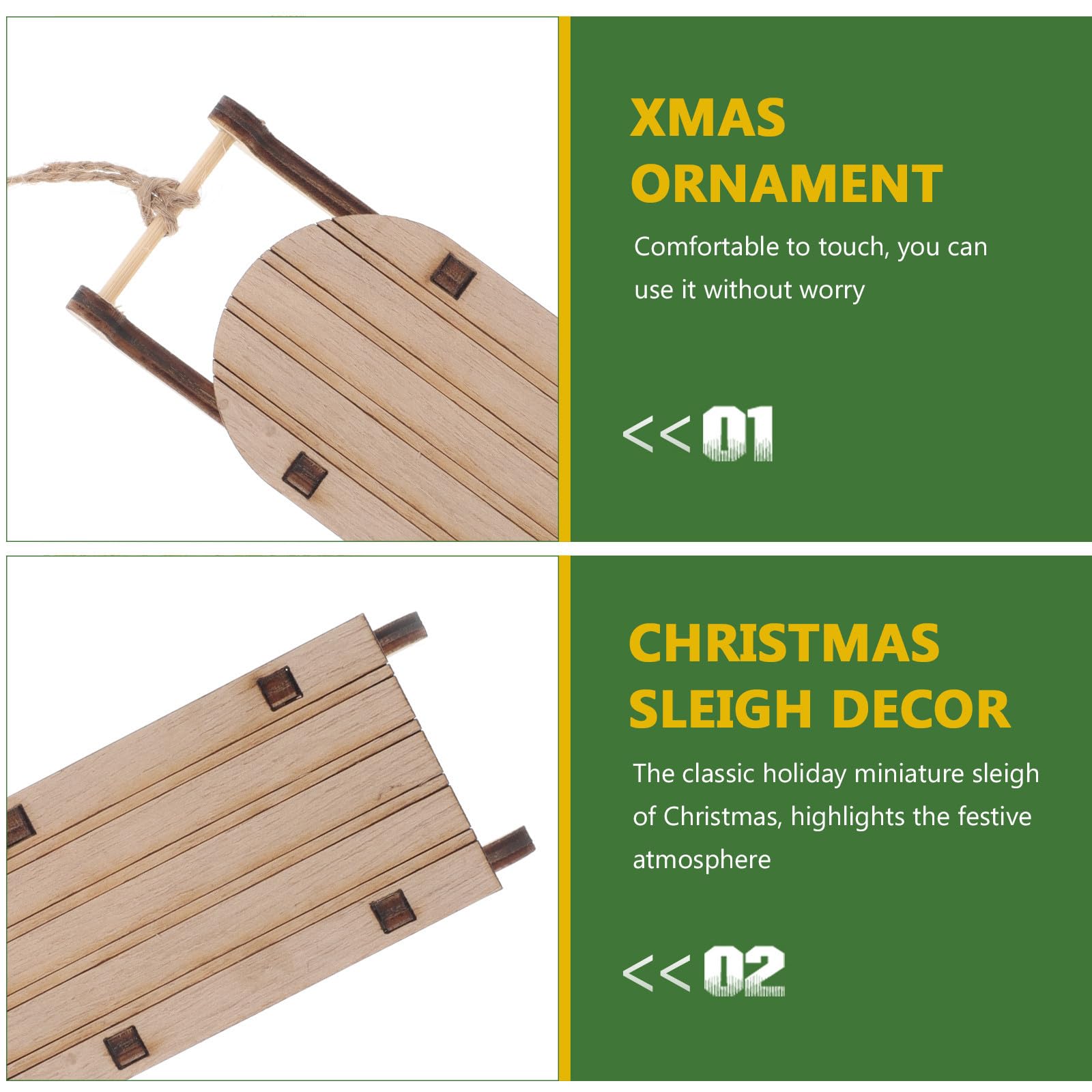Toyvian 60 Stück Kleiner Weihnachts Holzschlitten Ornament als