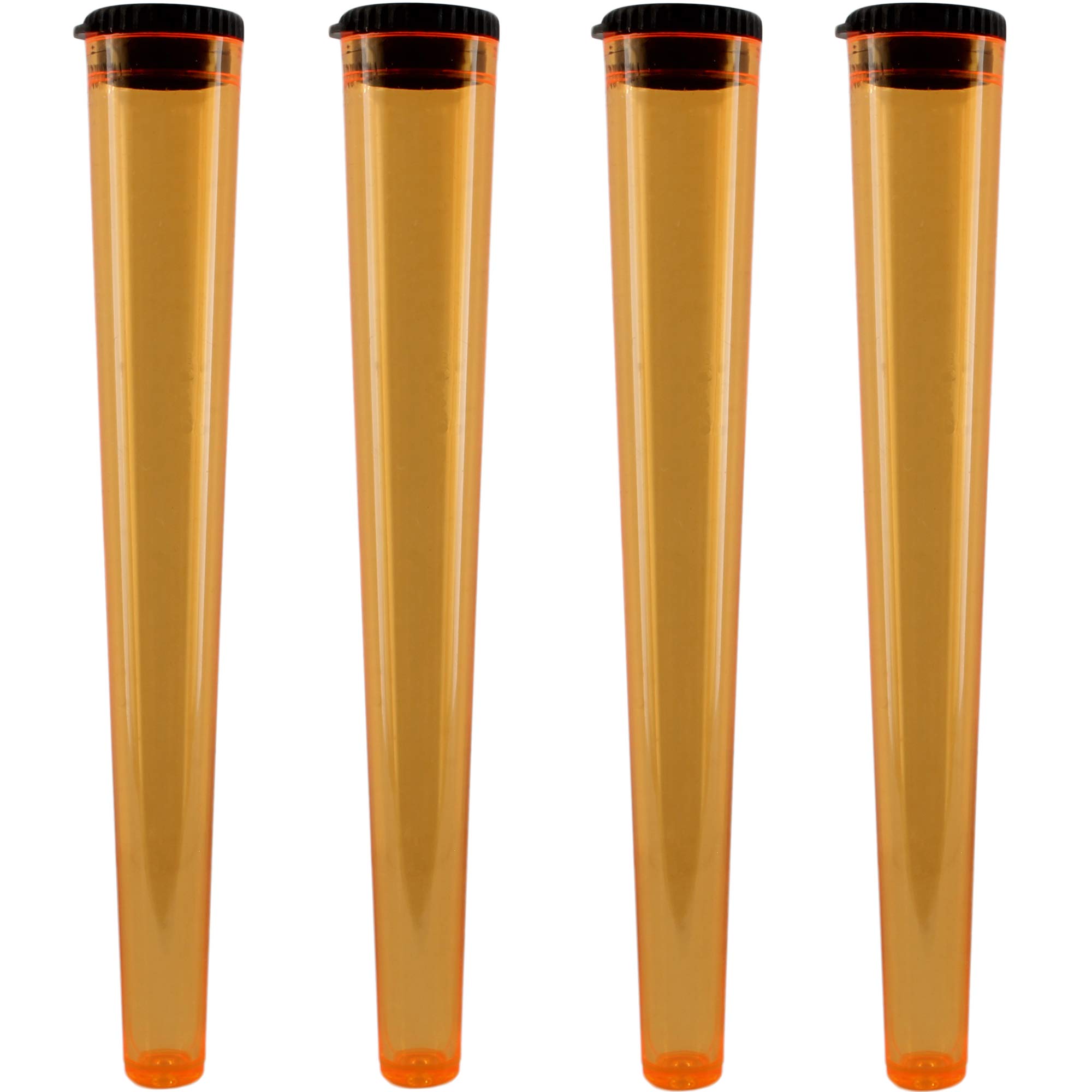 Cherry-on-Top King Size Cone Holder Air Tight Hard Plastic Tube Smoking Rolling Cig Tube, 4 Holders Orange