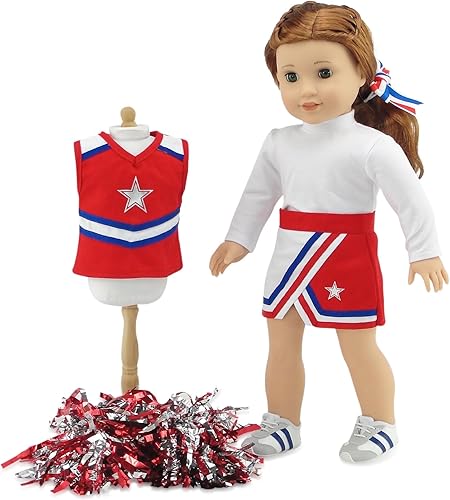 Miniatura 5 de Emily Rose Ropa y accesorios para muñecas de 18 pulgadas  7 piezas de EE. UU. de 18 pulgadas para animadora de muñeca de animadora deportiva