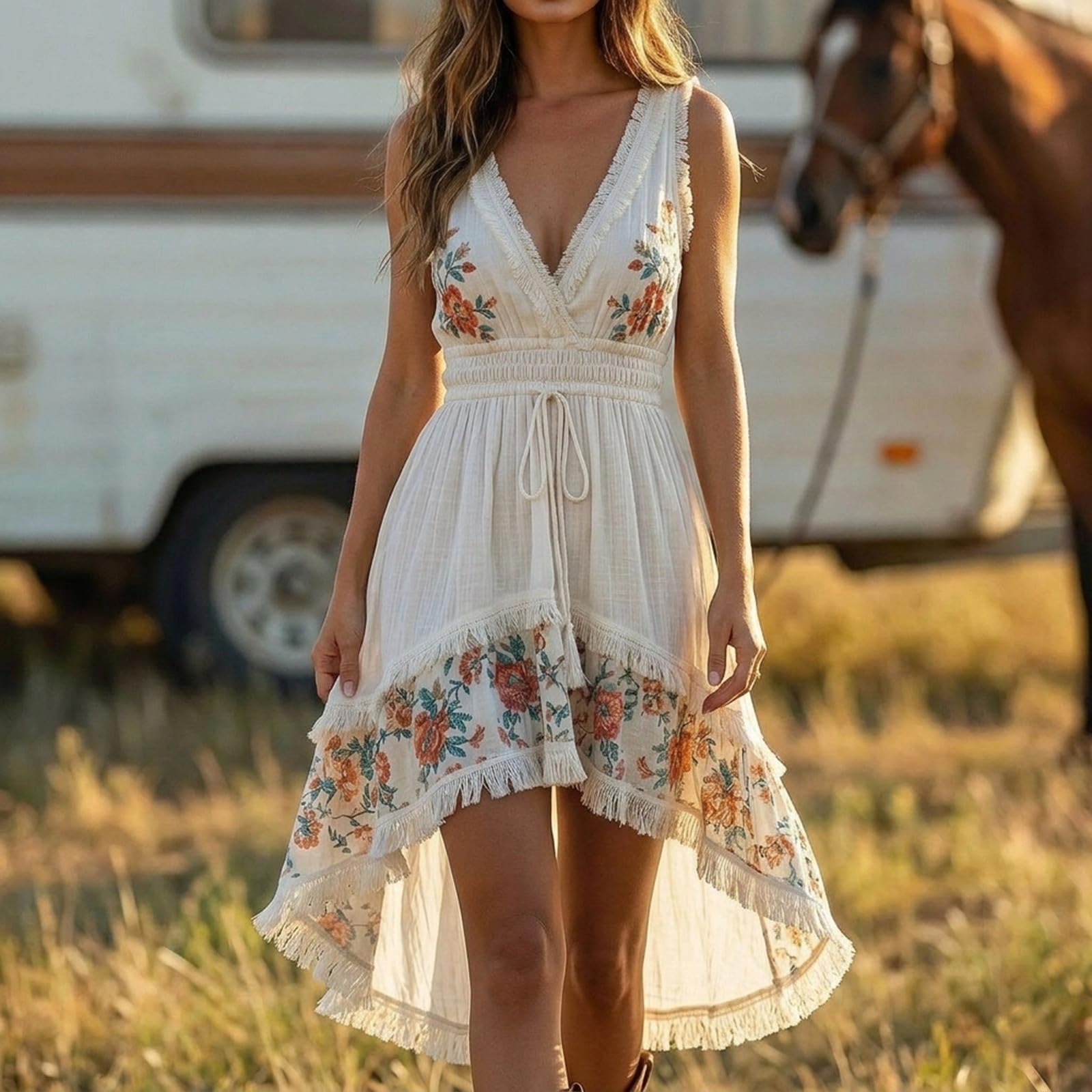 Vestido bohemio para mujer, de verano, vestido de playa, maxi vestido hippie bohemio, vestido largo de encaje, vestido de playa, vestido de punto beige, blanco, vestido de punto de ganchillo
