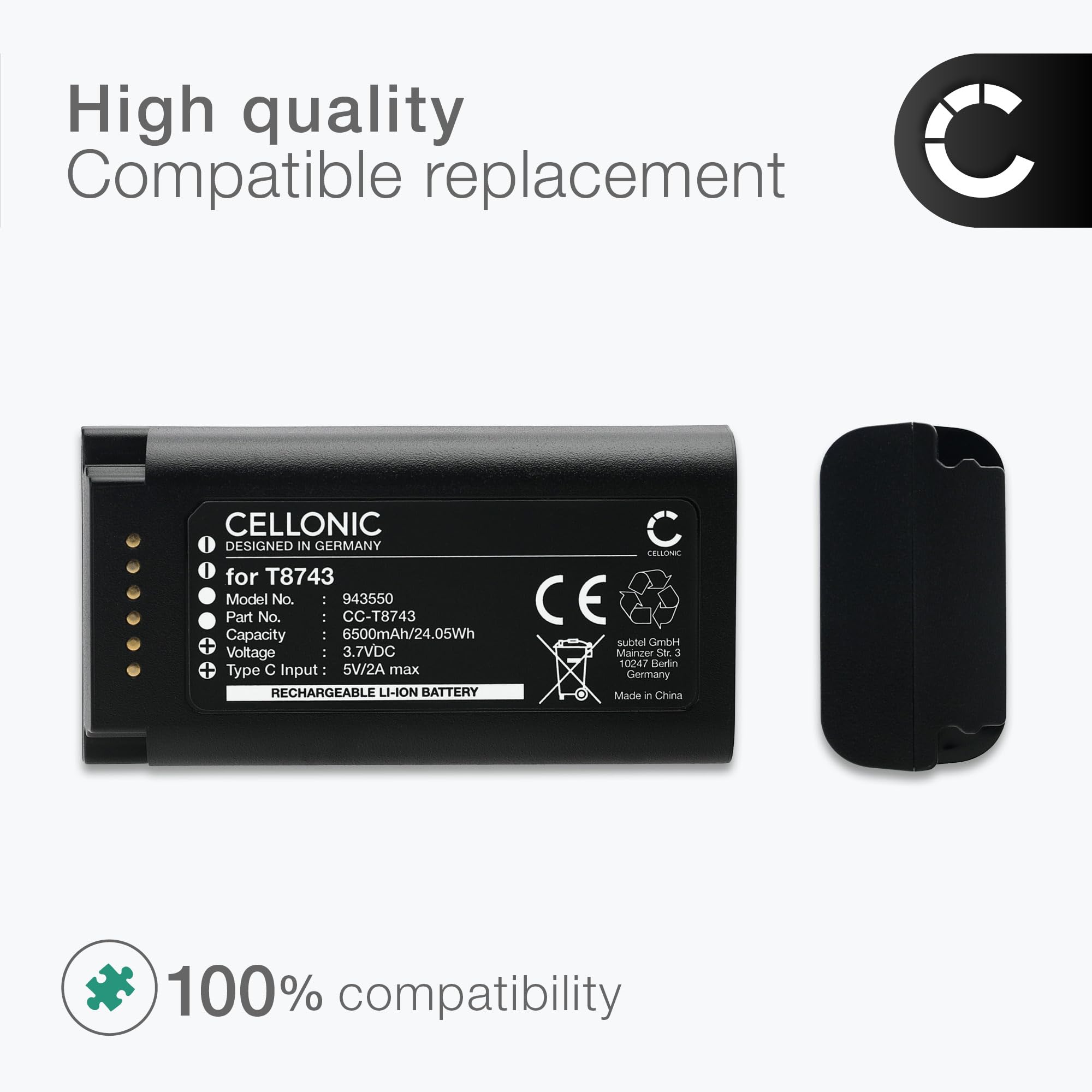 CELLONIC Akku kompatibel mit Eufy Video Doorbell E340, T8743