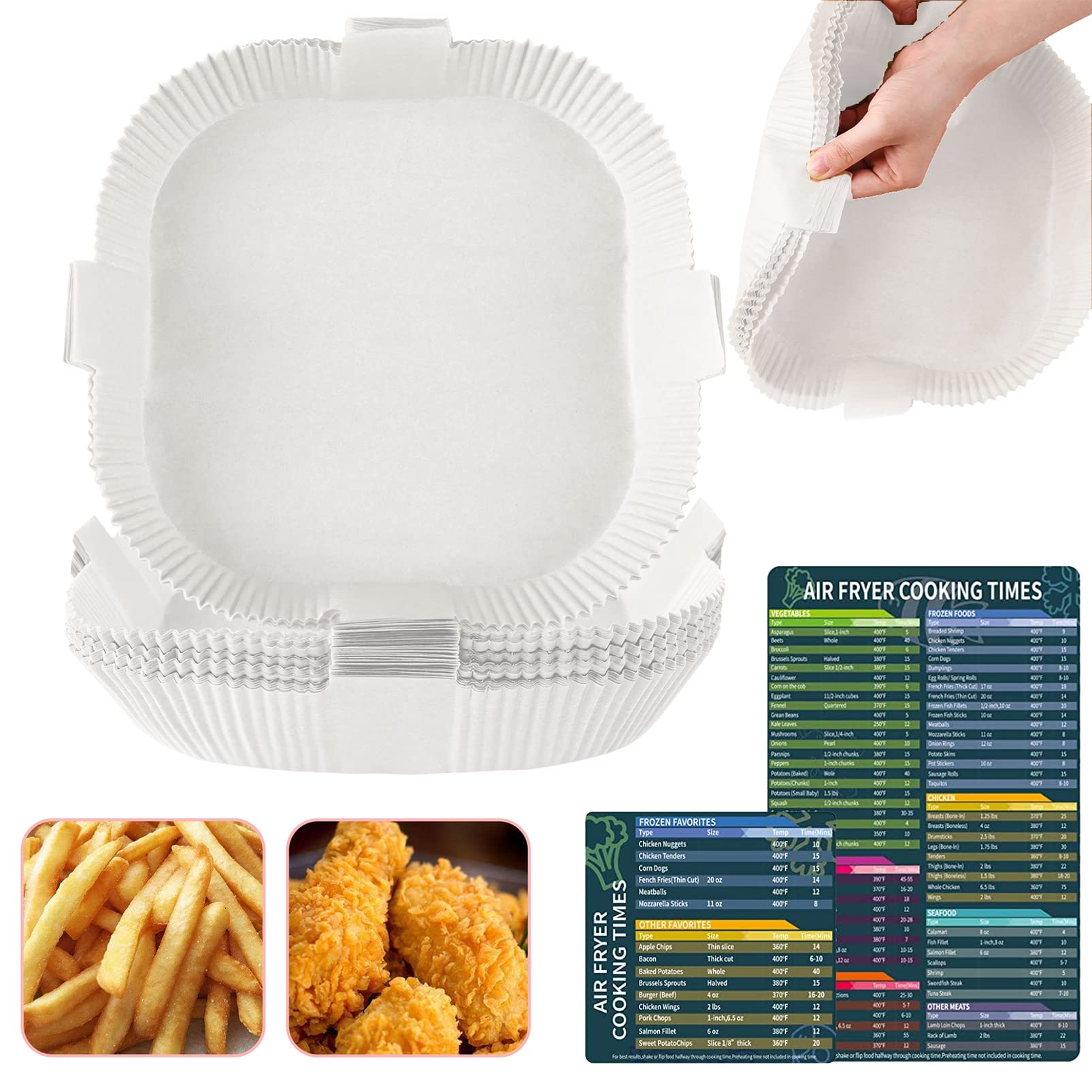 Parchment Square Cooking Paper, Non-Stick, Baking Roasting Food Grade Paper for Microwave Oven, Frying Pan, Oil-proof, Water-proof(120PCS 7.9 Inch White)