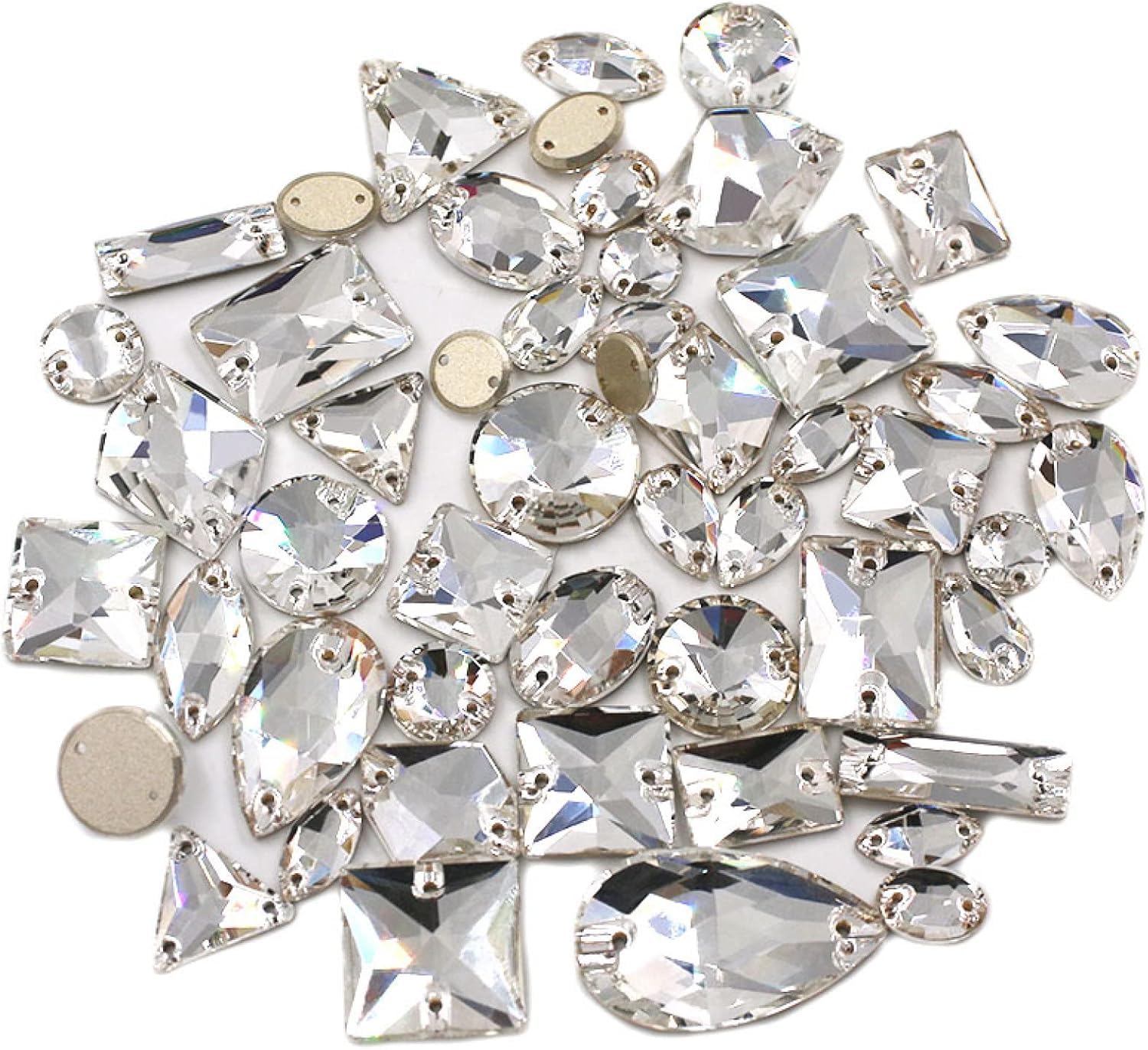 Cristaux en verre transparent pour couture de formes mixtes | 50 pièces