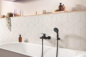 GROHE Vitalio Start 100 QuickFix Hand Shower 2 Flow (Rain and Jet) Anti-Lime System, Bathroom-Shower Head, Matte Black, 279462430