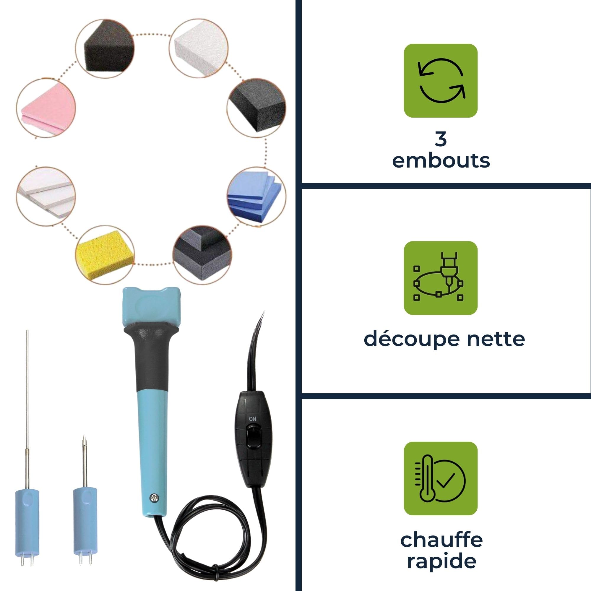 Velleman Découpeur de mousse 3-en-1 avec fil chaud couteau chaud et stylo graveur avec adaptateur 5V et support 8W chauffe rapide 10s idéal pour modélisme loisirs créatifs et décorations
