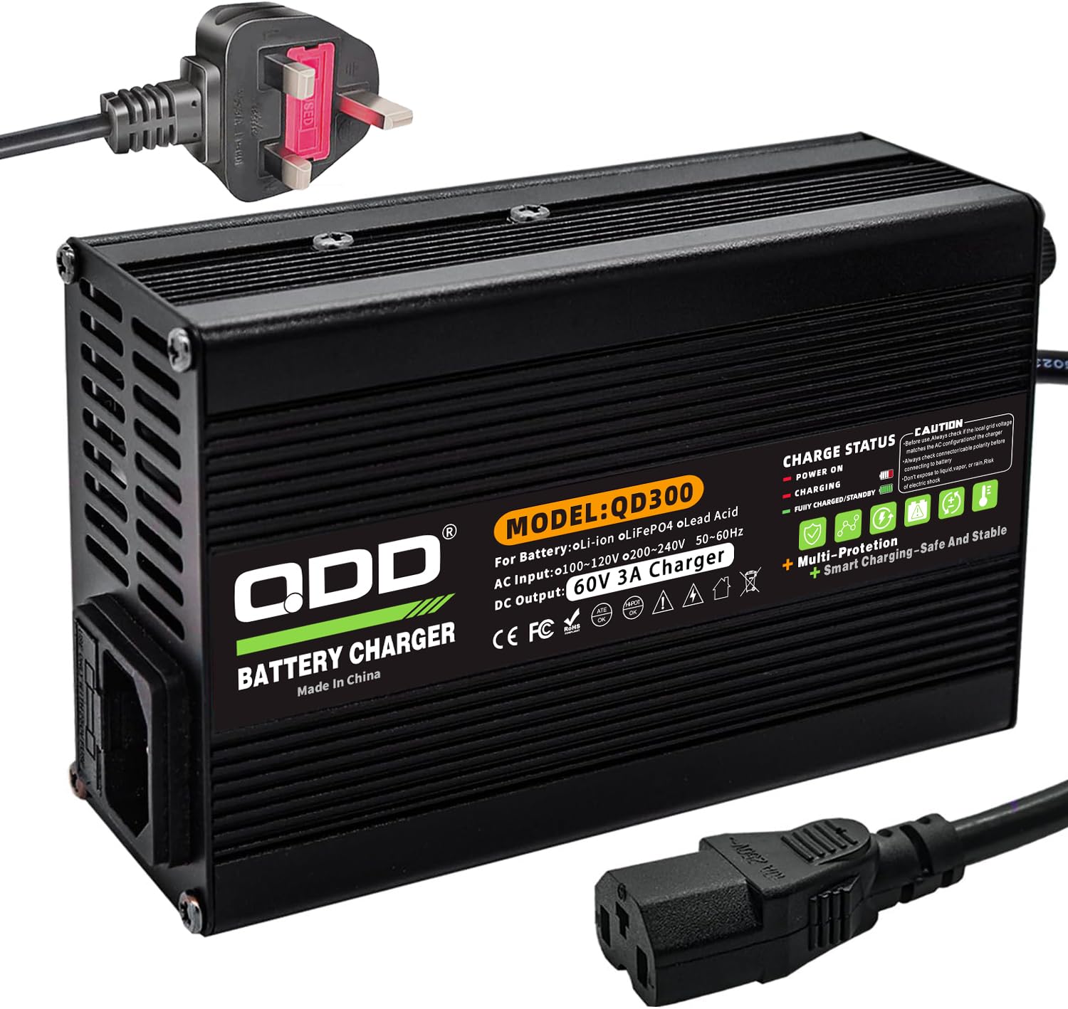 Spina C13 dell'uscita del caricatore della batteria di 60V 3A utilizzata per il caricatore astuto del pacchetto della batteria al piombo 60V 69V