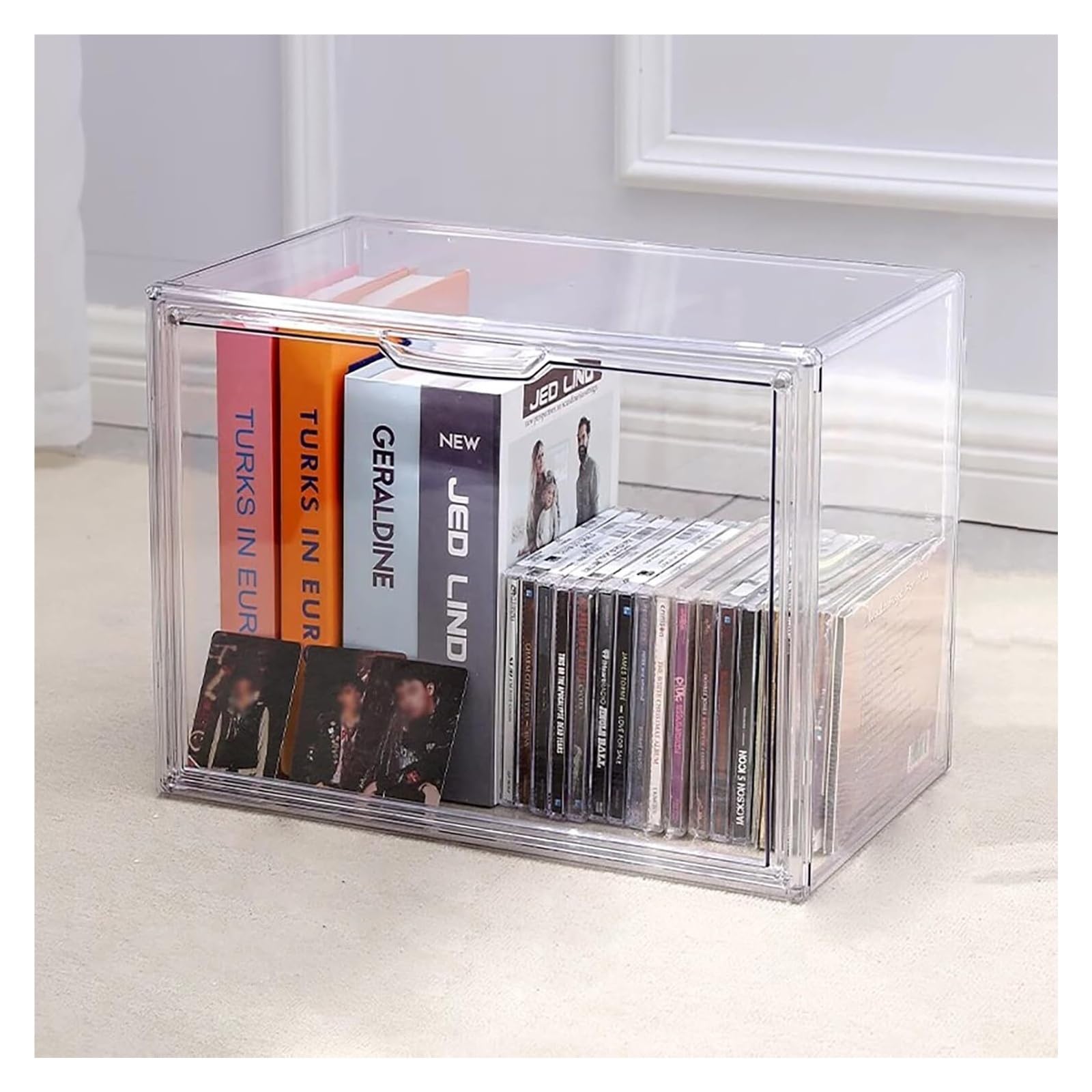 Clear Plastic Showcase, Transparent Acrylic Display Cube With Magnetic Door For Free Stackable