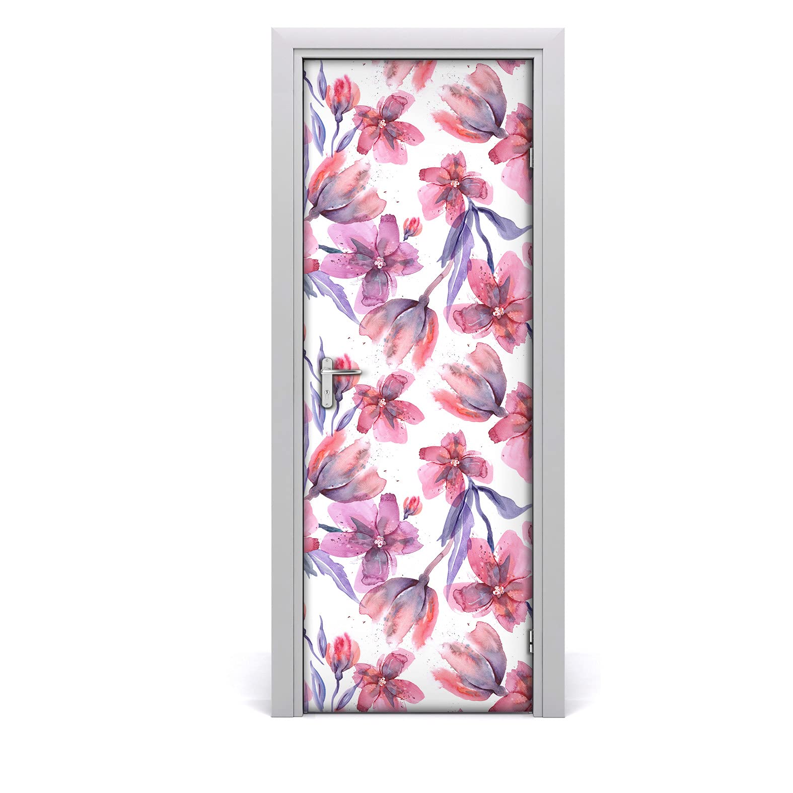 Rénover une porte abîmée facilement avec le papier peint autocollant floral