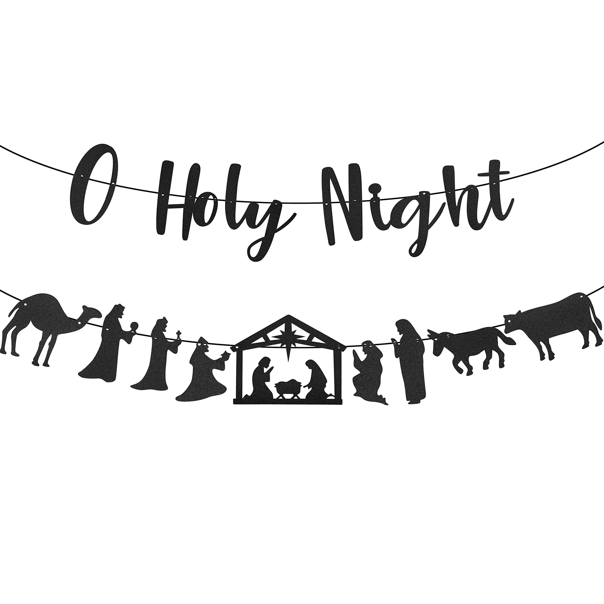 Buy O Holy Night Banner, Black Glitter O Holy Night Decor, Nativity