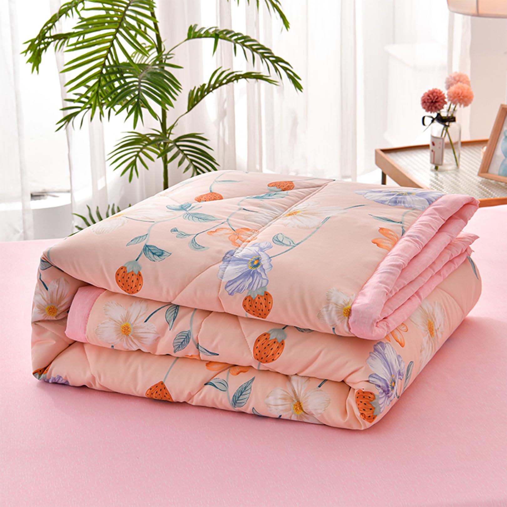 Yinghesheng Quilted Bedspread for Single Double Size, Soft Lightweight Printed Pattern Reversible Quilted Bed Throw Patchwork Quilt, Sofa Blanket,A,150x200cm