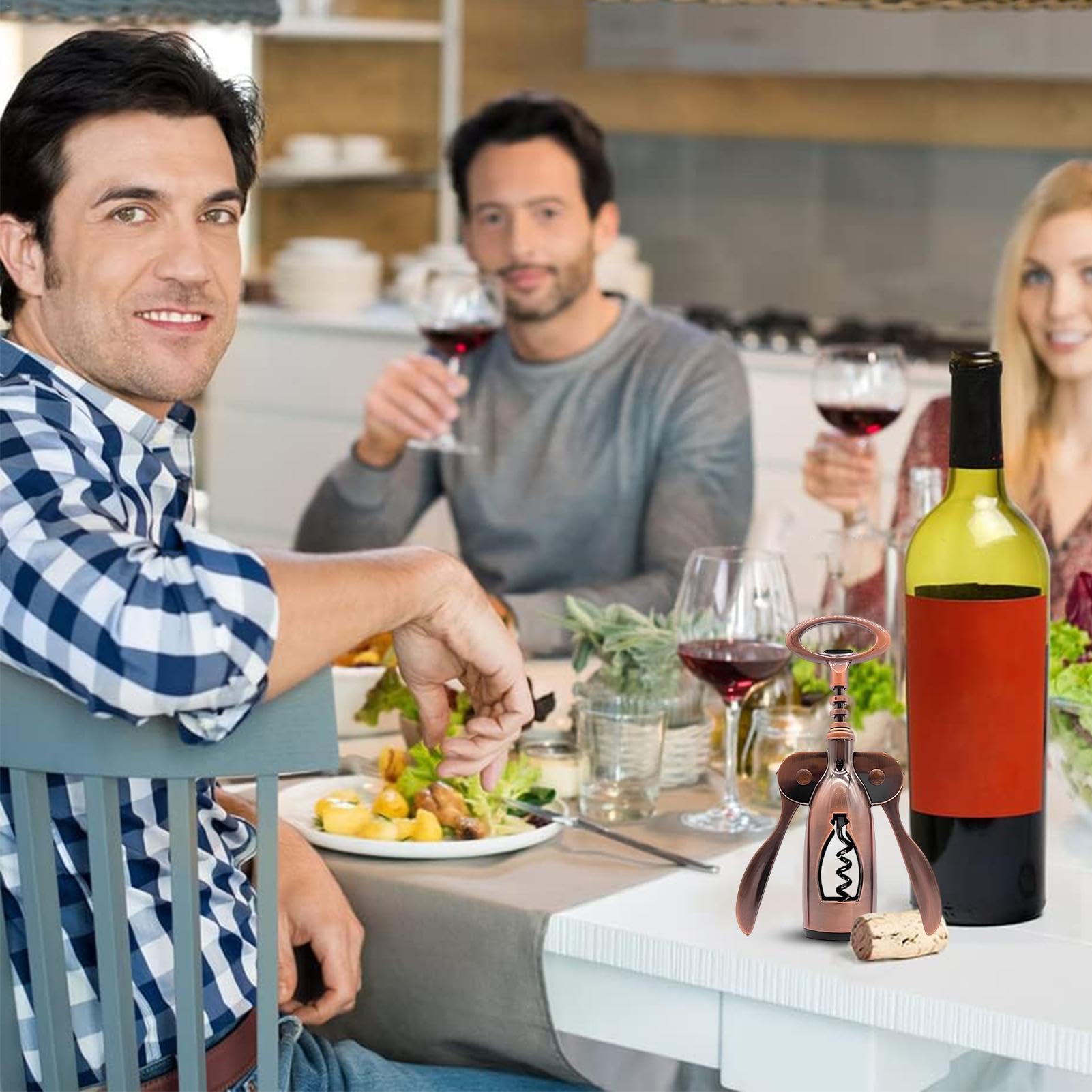 Abrebotellas de vino de diseño de 2 modelos – Sacacorchos de aleación de zinc, retire el tapón de cerveza | Juego de abridor de vino de sacacorchos de servidor profesional, sacacorchos multifuncional