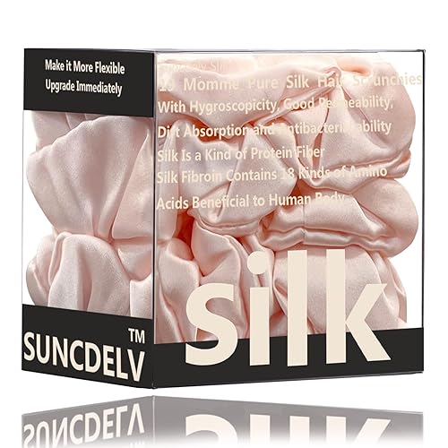 Suncdelv Seda, coleteros 100% seda para el cabello, lazos para el cabello de 22 momme para antiarrugas y roturas, accesorios naturales para el
