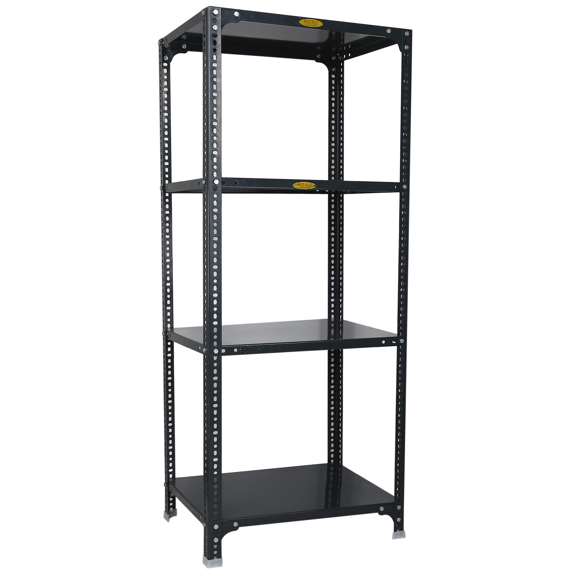 Mil-Nil Prime CRC Sheet 4 Shelf Multipurpose Slotted Angle Rack, 60 x 24 x 18 Inch (Grey) 16 Gauge Angles-image-39