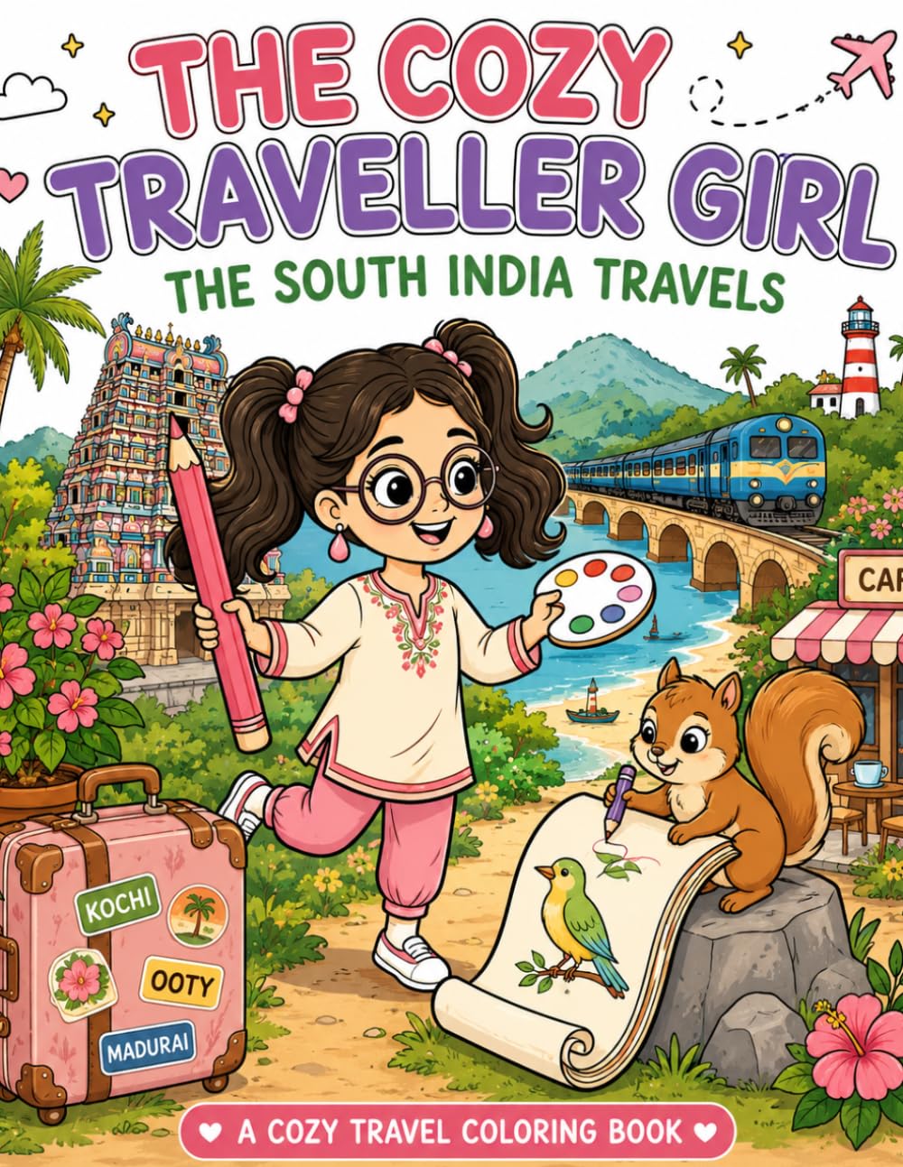 The Cozy Traveller Girl: Coloring Book