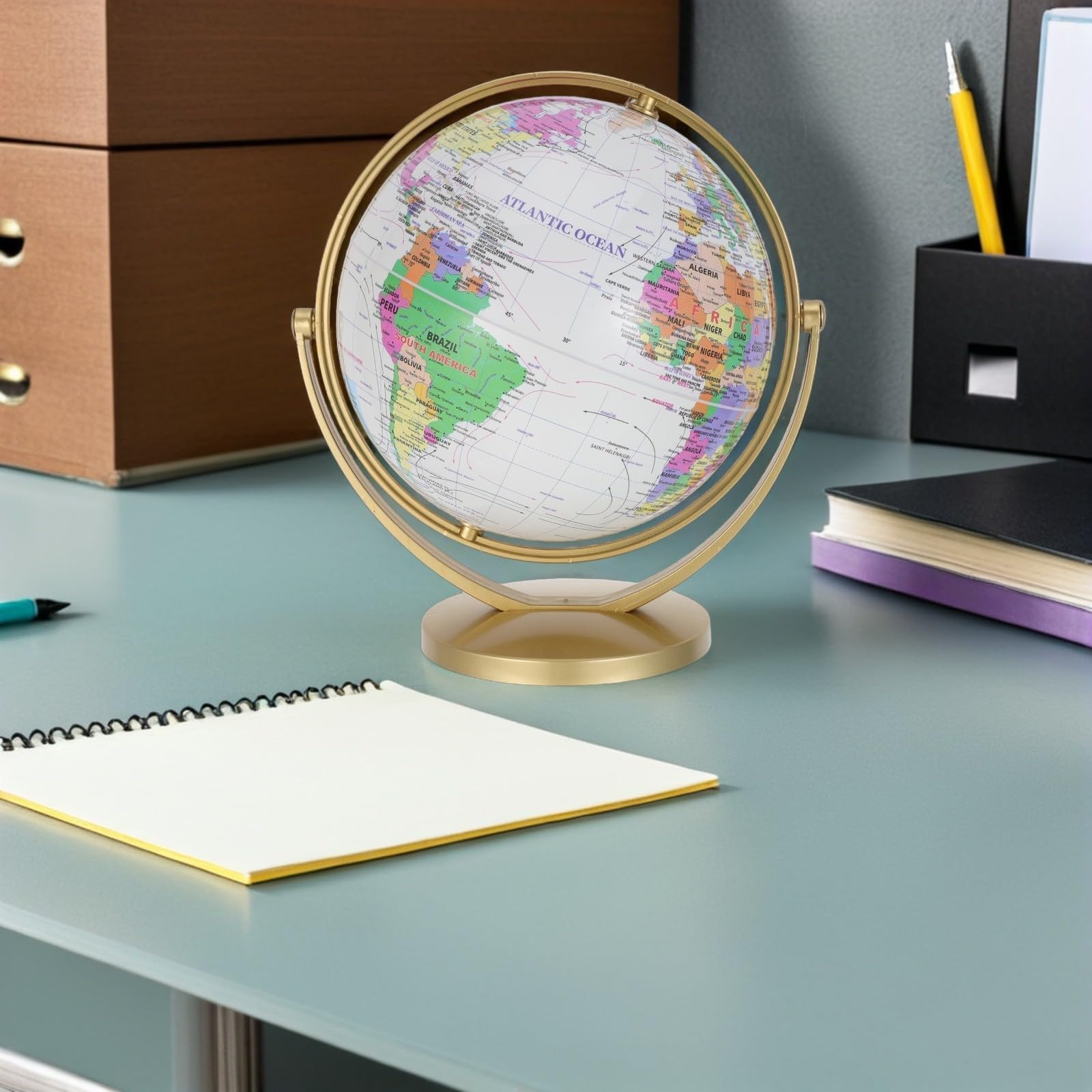 jojofuny Globo Terráqueo Educativo Giratorio de 20cm Base Estable, Material Abs y Pvc, Impresión Clara para Aprendizaje Interactivo en Oficina y Educación