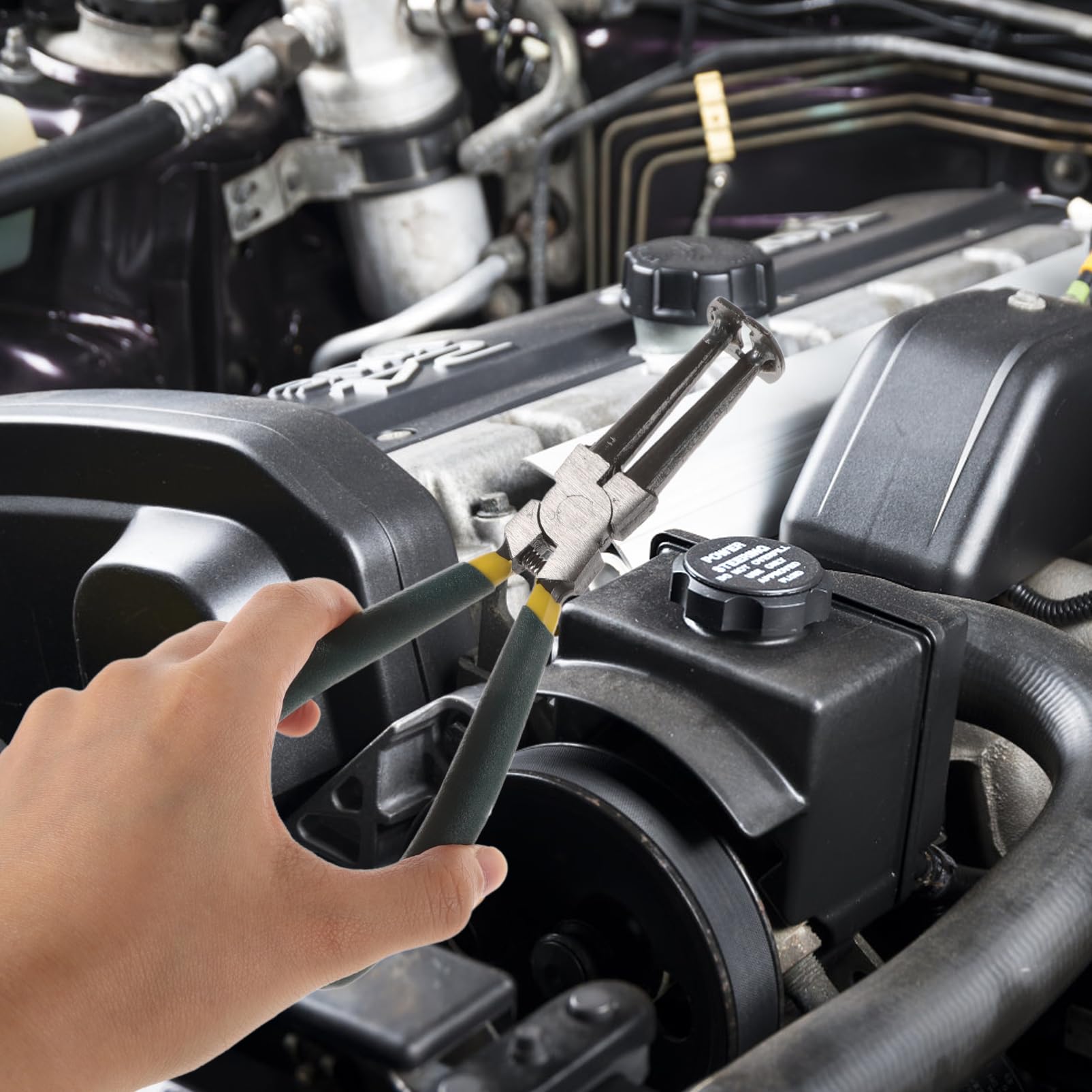 Kit di Strumenti per Compressione Fasce Elastiche Auto Attrezzi Installazione Pistoni Motore Pinze Manuale Resistente Vari Dimensioni Applicazioni Fai da Te Meccanico