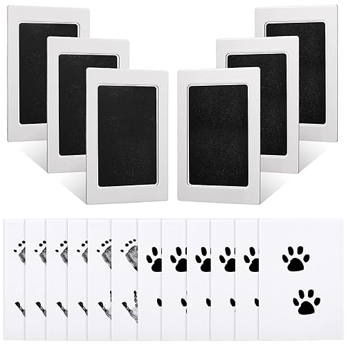 Outus Kit de huellas y huellas de manos sin tinta para bebé, 6 almohadillas de tinta seguras para manos y pies, sello de huellas de huellas y 12