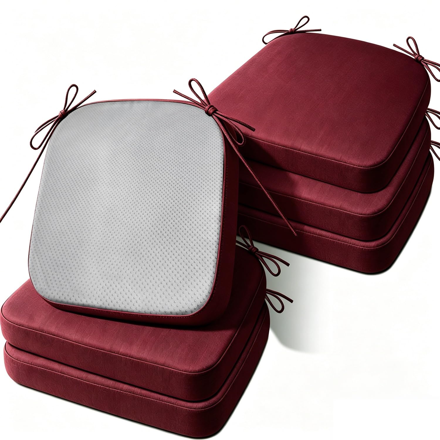 Cafusesdd Cafusedd Anti-Slip Granules Backing Outdoor Chair Cushions Set, Fade-6 Psc Replacement Chair Cushions, Outdoor Chair Pads for Out Door/Indoor(Burgundy,21''*19'')
