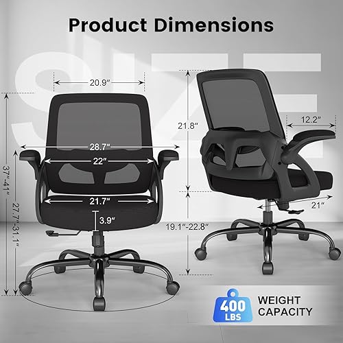 Miniatura 3 de AnyGod Silla de oficina grande y alta, silla de escritorio ergonómica de malla con respaldo medio con cómodo soporte lumbar, sillas ejecutivas