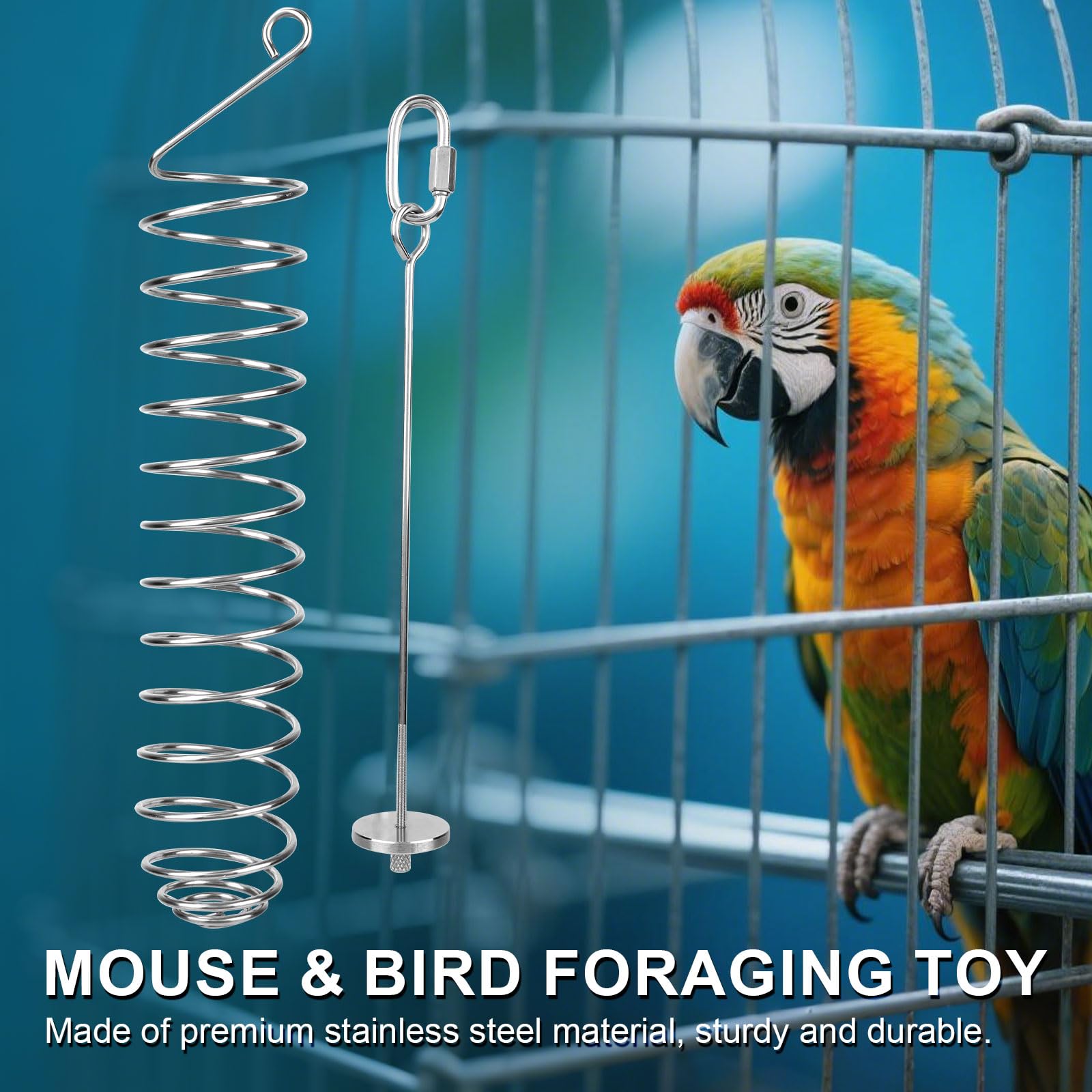 2pcs Rat Enrichment Toys, Premium Stainless Steel Bird Treat Skewer Food Holder Hanging Slow Feeder for Fruits Vegetables Ideal Cage Accessories Mouse & Bird Rodent Foraging Puzzle Toy(Silver) - image 3