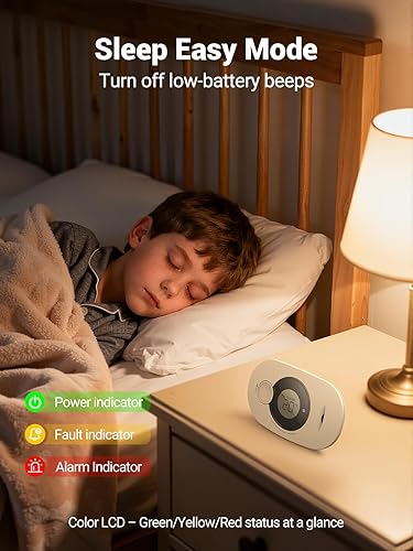 Miniatura 5 de Jemay Detector de monóxido de carbono, detectores de CO alimentados por batería de 10 años con pantalla LCD digital, alarma de CO portátil con