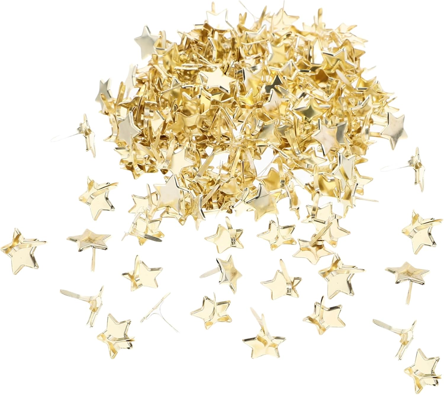 PLAFOPE 200pcs Star Brads Golden Metal Fasteners for Scrapbooking Cardmaking DIY Crafts Decorative Craft Embellishments Five-Pointed Star Design