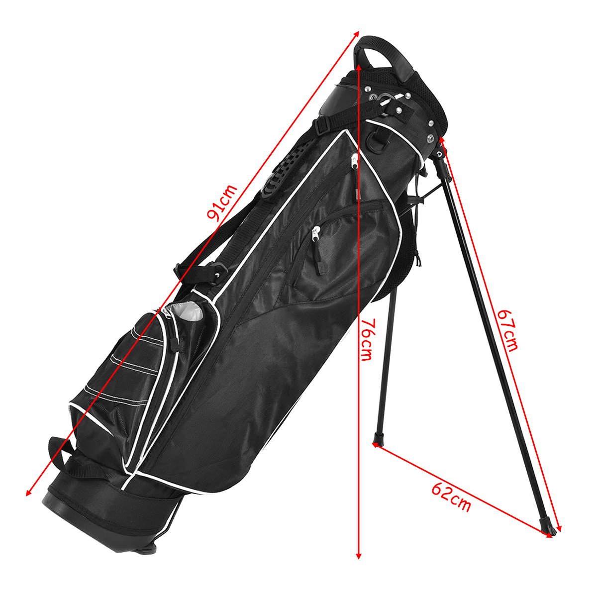COSTWAY Golfbag, Golf Stand Bag mit Standfüßen, Regenhaube & 4-facher Unterteilung, tragbare Pencil Bag mit Kopfteil & Tragegurt, leichte Golftasche für Damen & Herren