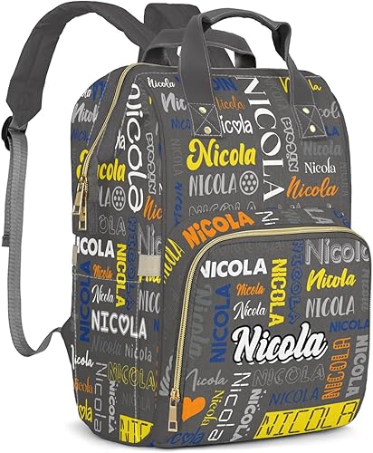 Miniatura 14 de Bolsa de pañales personalizada de gran capacidad con nombre, mochila de pañales personalizada multifunción para bebé niña niño, color 03, Mochilas