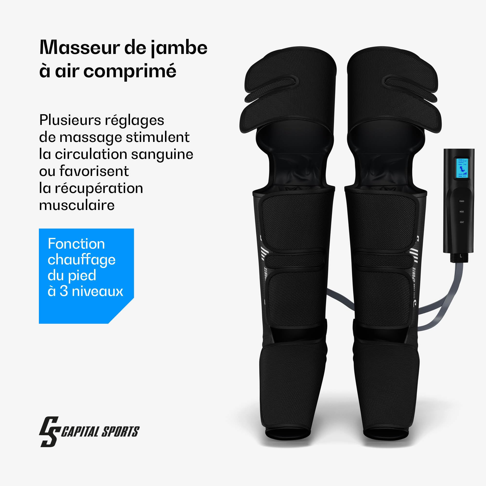 Capital Sports ReCrest Masseur de Jambes – Massage Complet des Jambes&Pieds avec Chaleur, 6 Modes, 3 Intensités, 4 Chambres de Pression pour Soulagement Musculaire, Télécommande & Minuteur Automatique