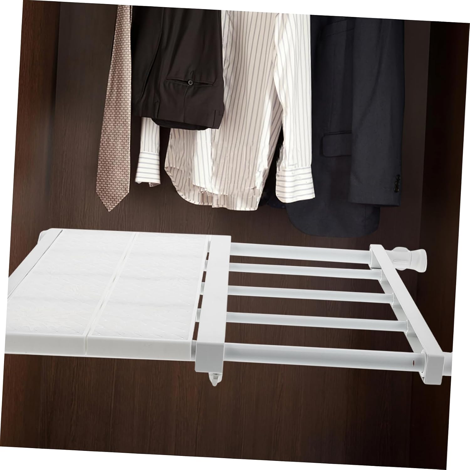 Zerodeko No-Drill Adjustable Tension Shelf Rack Expandable Organizer for Closet Cupboard and Wardrobe Storage Flexible and Easy Setup Design