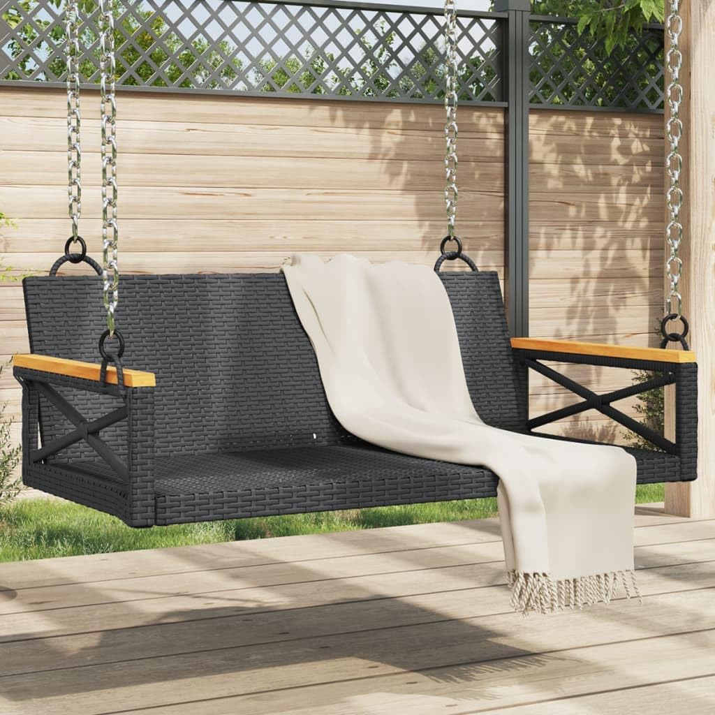 ShGaxin Banco Columpio de ratán sintético Negro 109x62x40 cm, Columpio Jardin Exterior, Balancin Jardin Exterior, Muebles Jardin Exterior, Balancin Balcon - 368152