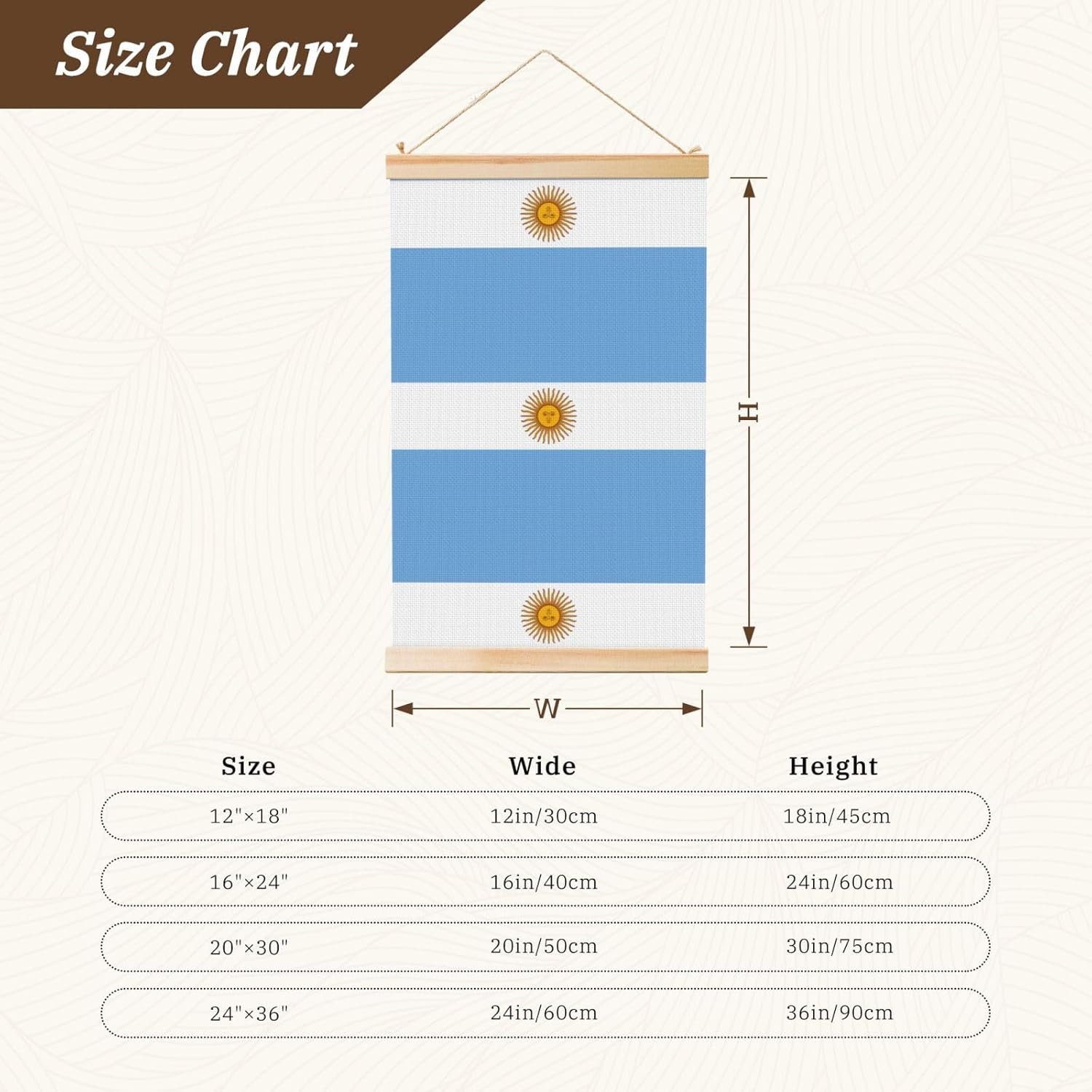 Argentine Flag Print Poster Hanger,Hanging Poster, Poster Frame,Wood Poster Hanger, For Wall Hanging