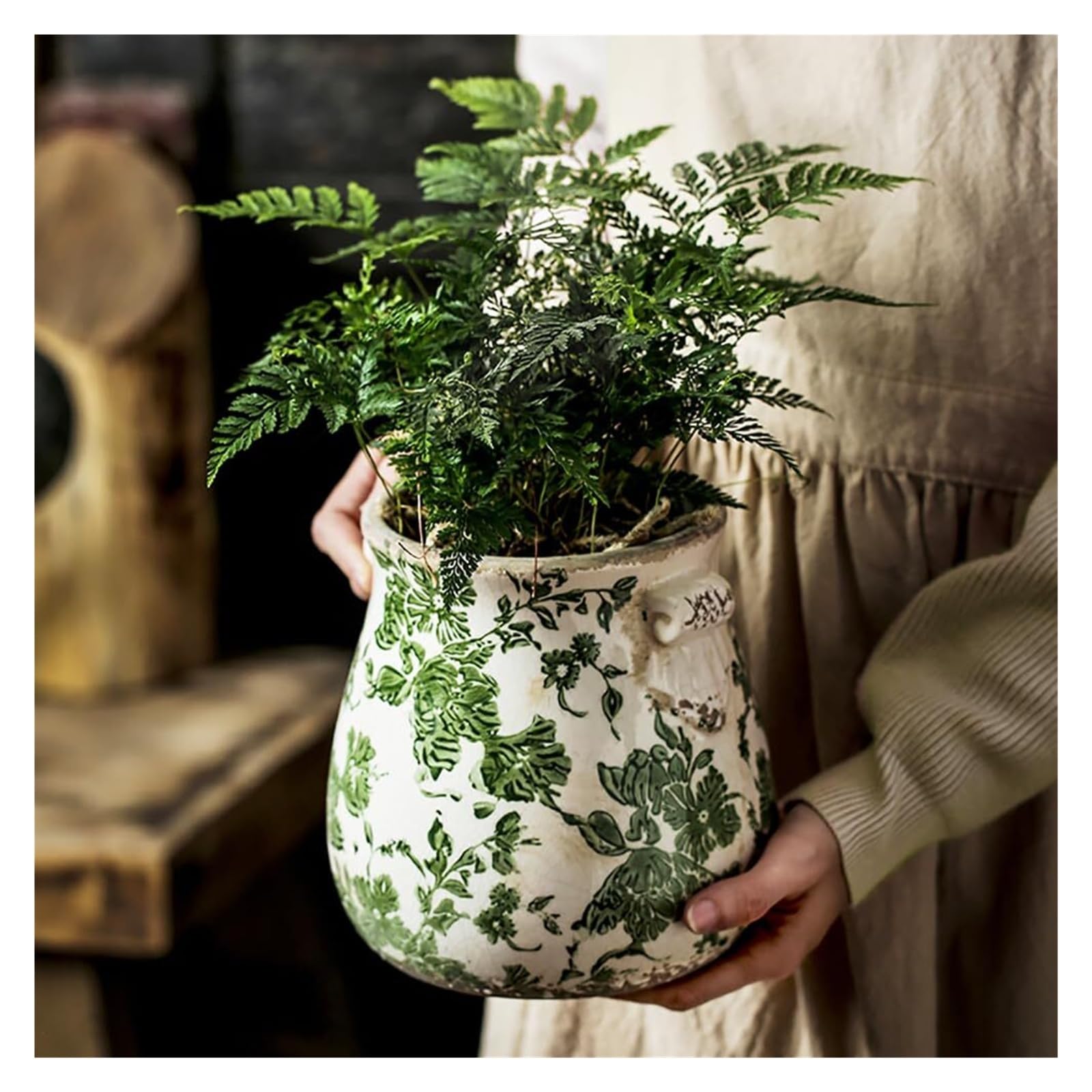 Pots de fleurs amusants en céramique verte contre le basculement des plantes