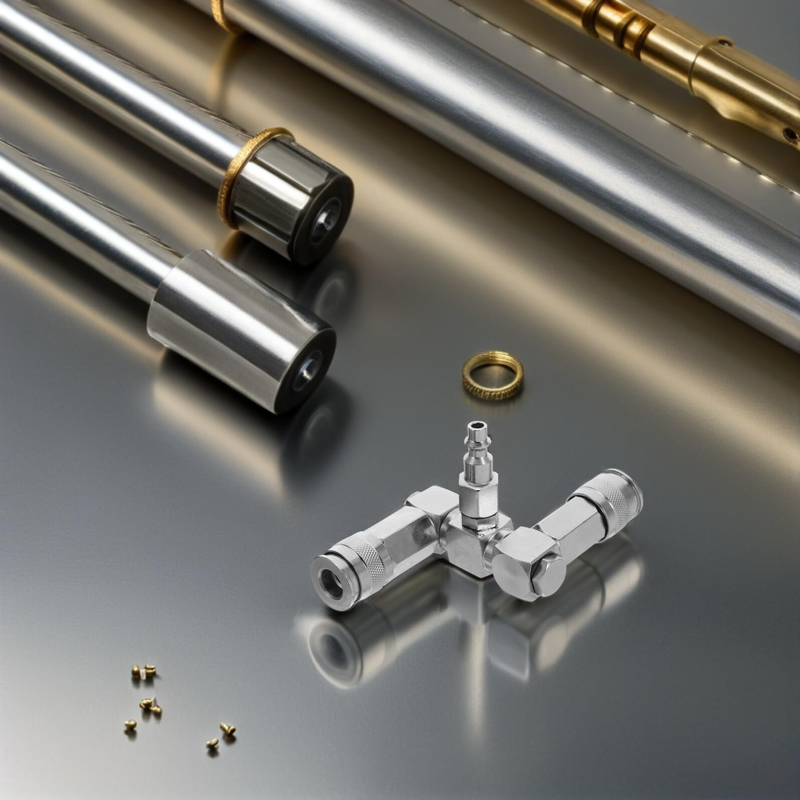 Raccordo Girevole Funzione di Sfiato 2 in al Carbonio Argento e Resistenza all Usura per Spazi Stretti e Impianti Pneumatici Complessi